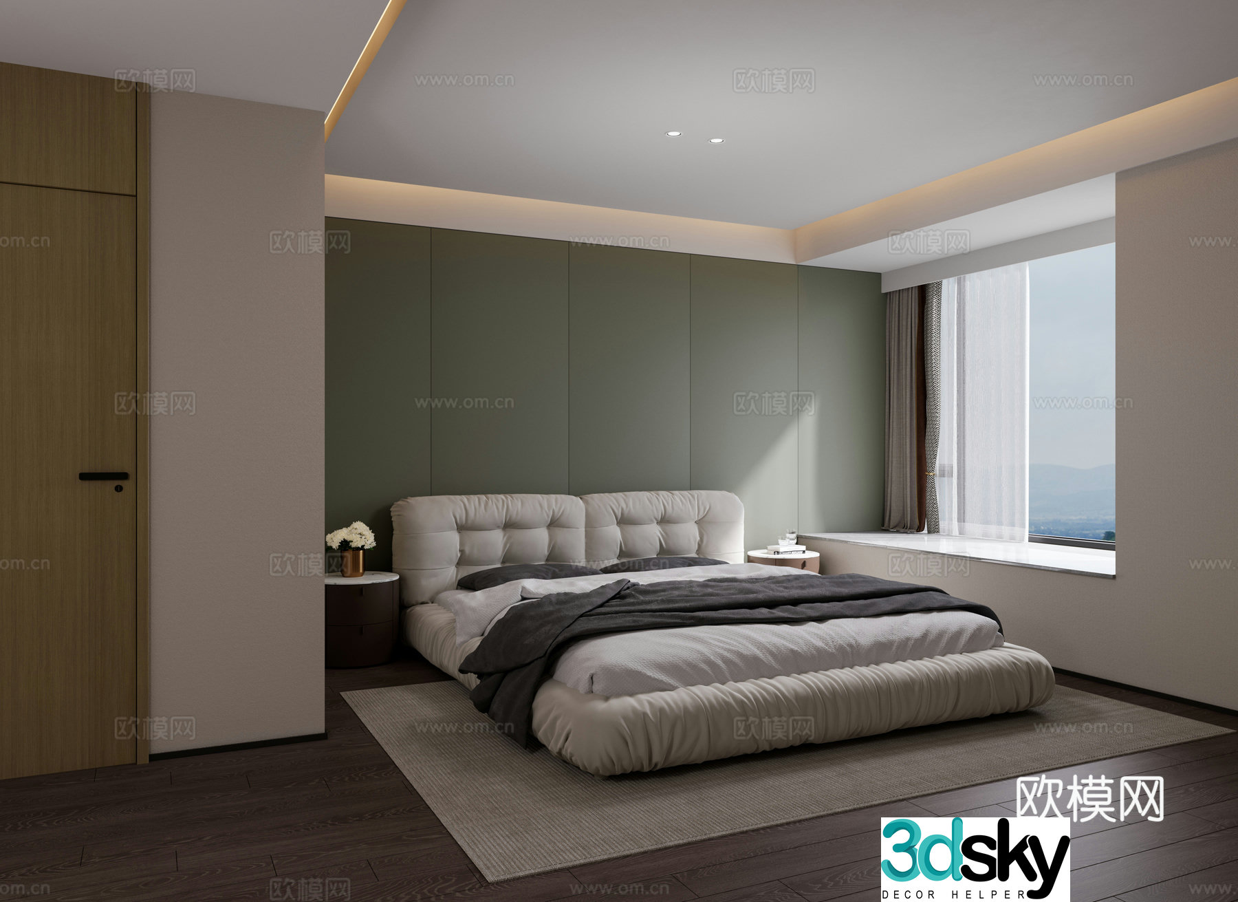 Modern simple bedroom Bare window bedroom without master light bedroom Master bedroom Advanced gray bedroom 3D model