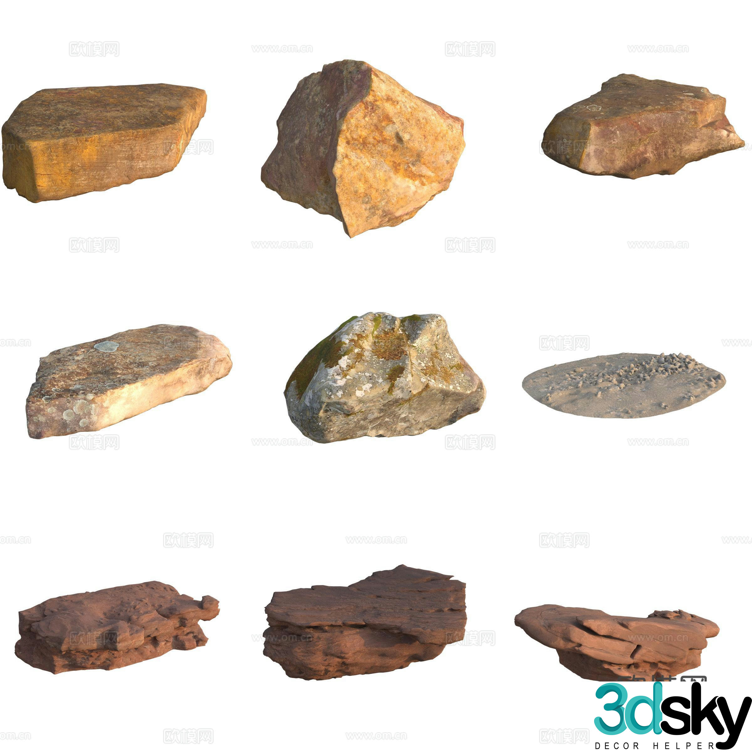Sandstone stone pile stone wall huge stone large stone 3d model