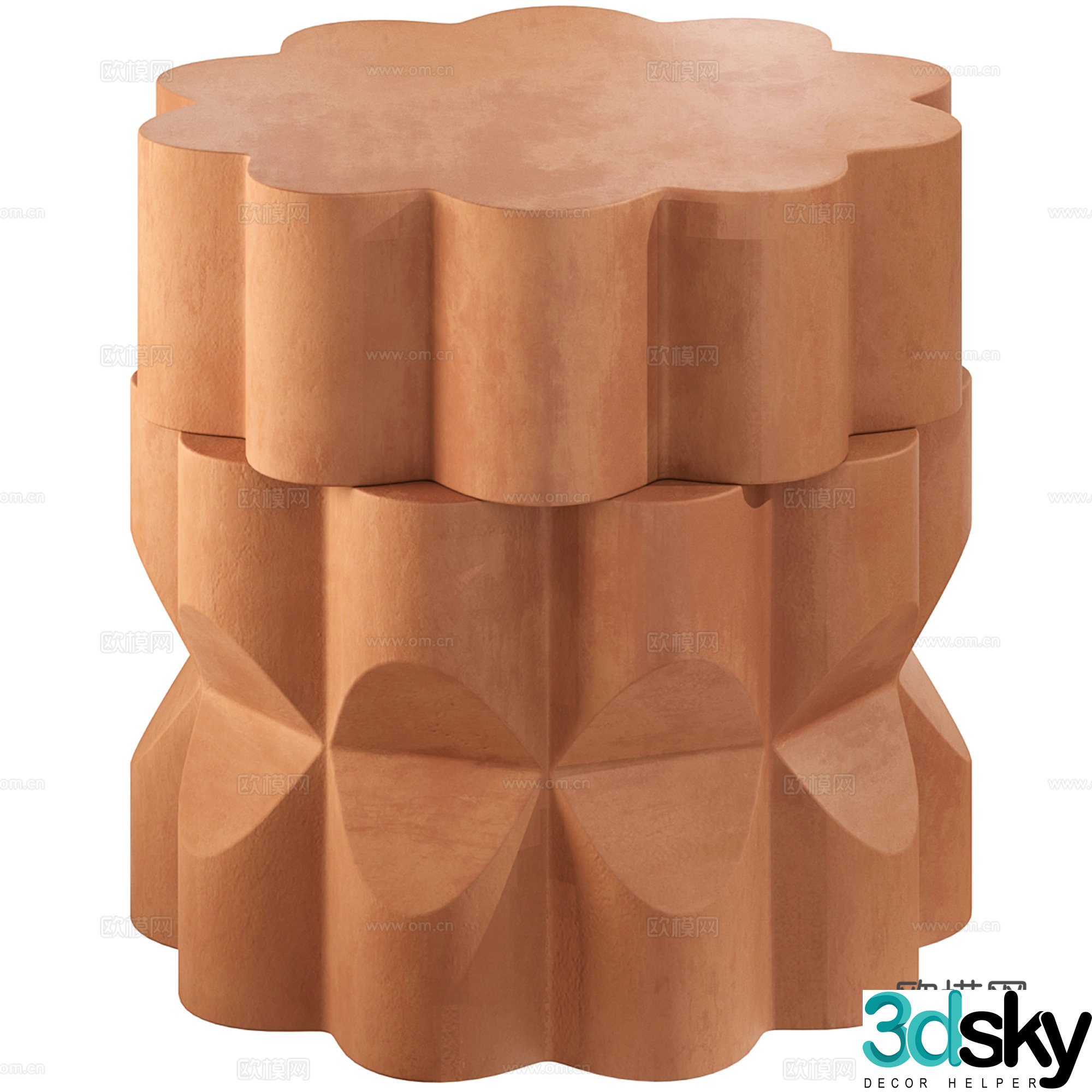 Sofa stool low stool round 3d model