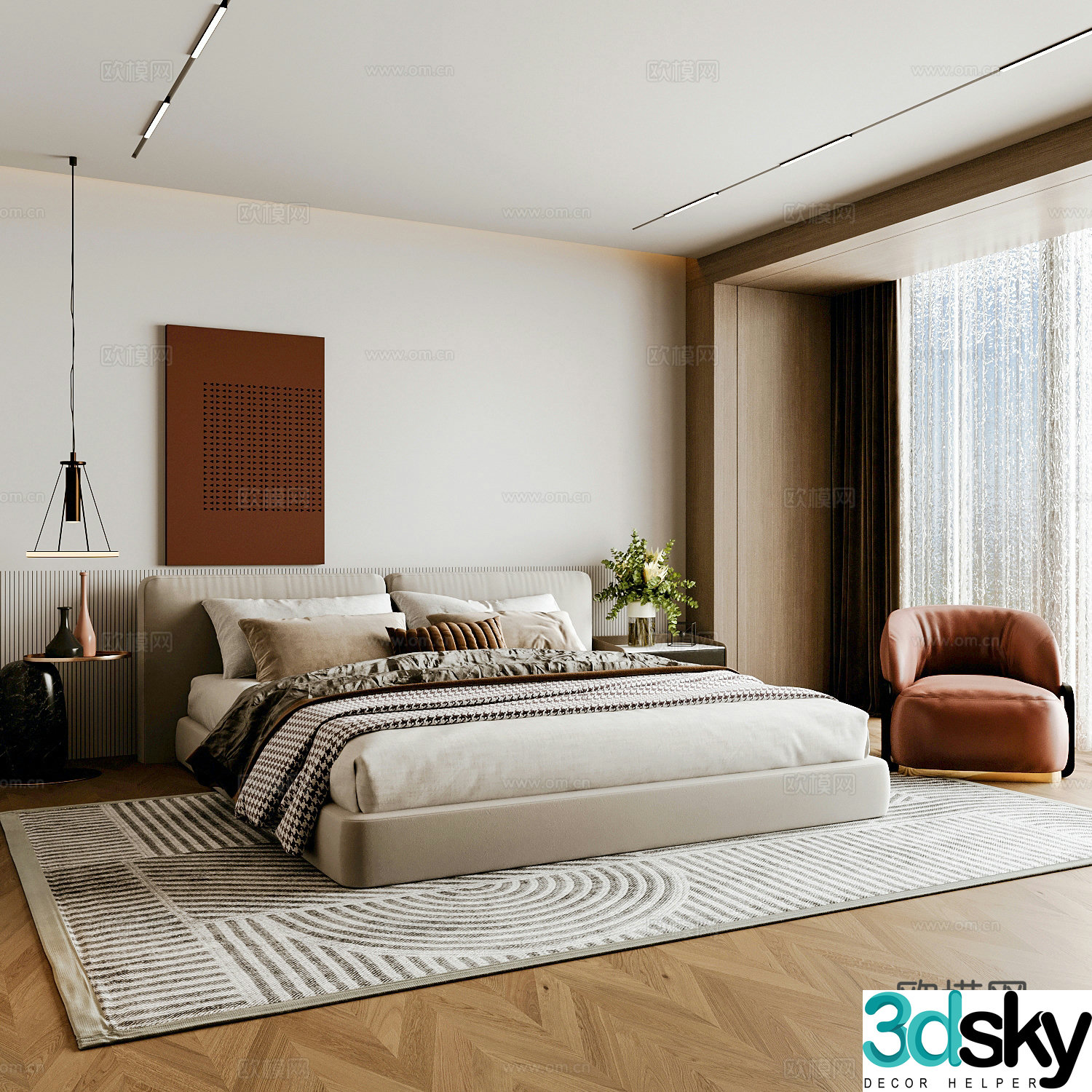 Modern home bedroom Modern bedroom Italian bedroom Simple bedroom Italian bed 3d model