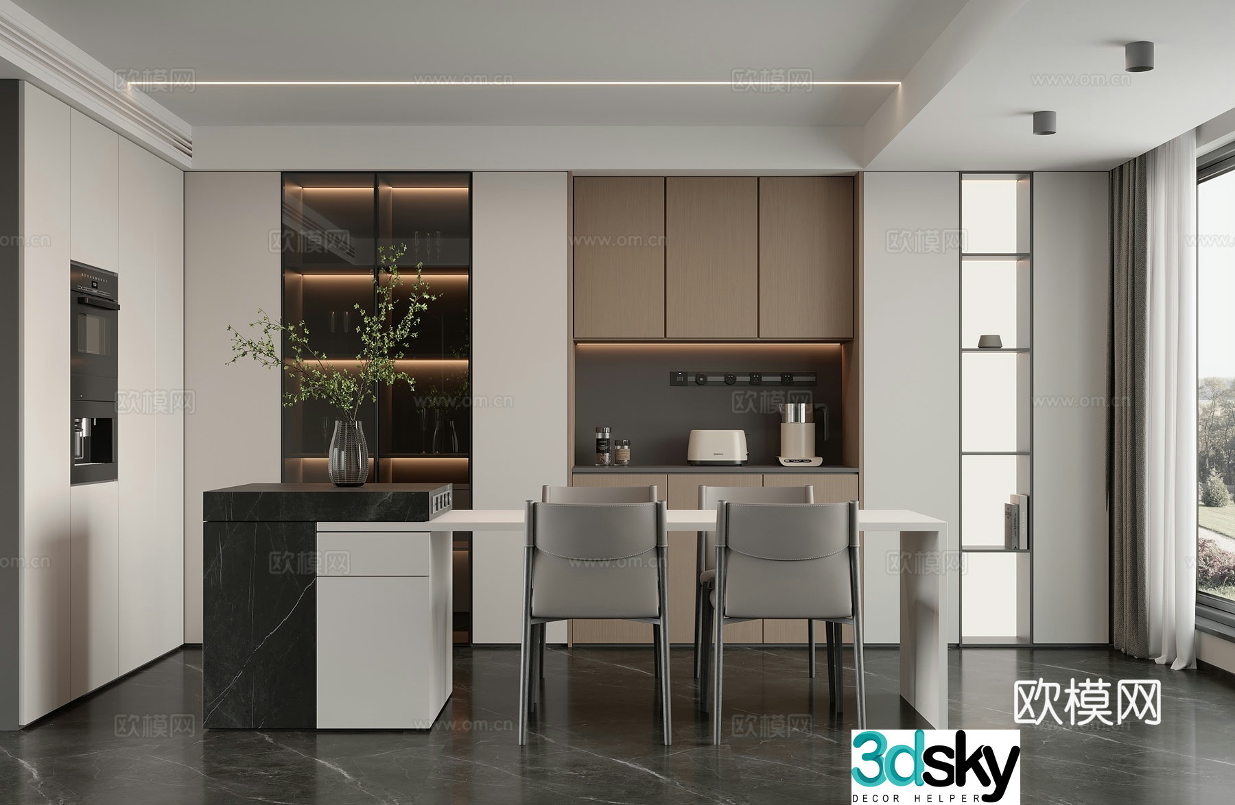 Modern island restaurant 3d model