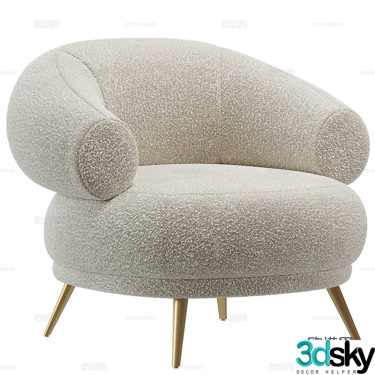Modern cream style lounge chair 3d model