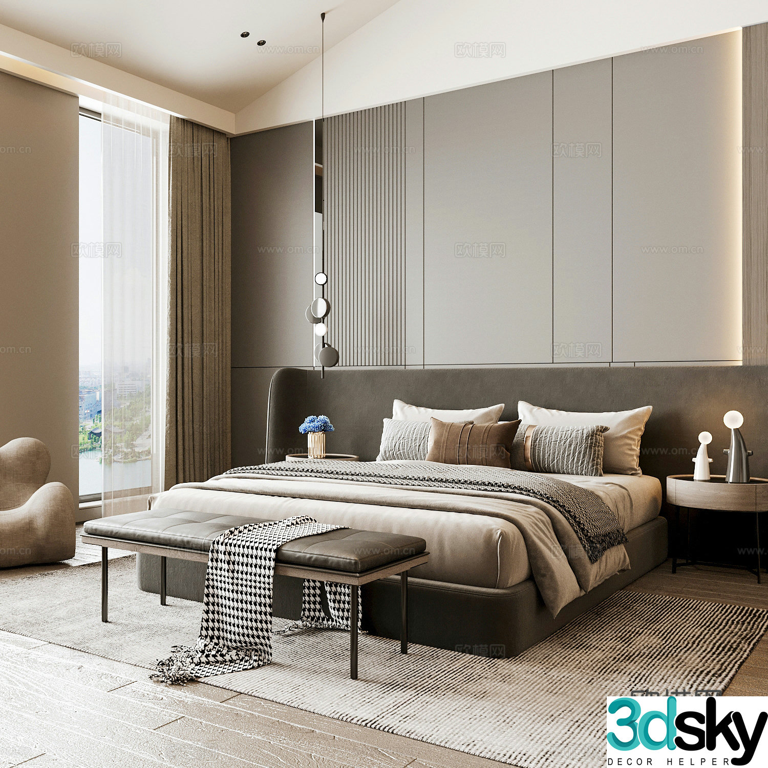 Modern home bedroom Modern bedroom Italian bedroom Simple bedroom Italian bed 3d model