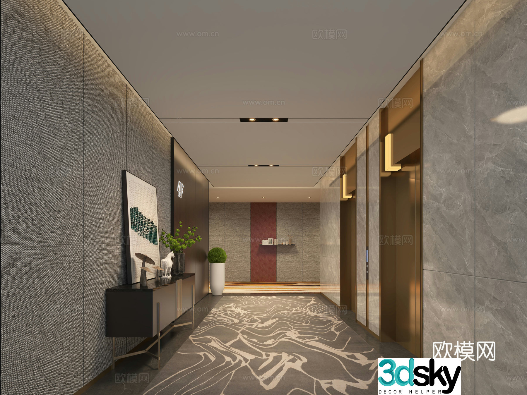 Modern hotel elevator hall club elevator hall elevator hall elevator hall aisle elevator elevator hall 3d model