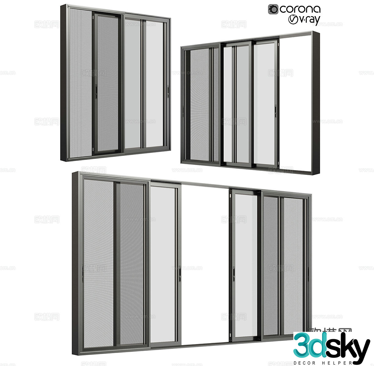 Floor-to-ceiling windows sliding windows casement windows kitchen glass doors balcony glass doors 3D model
