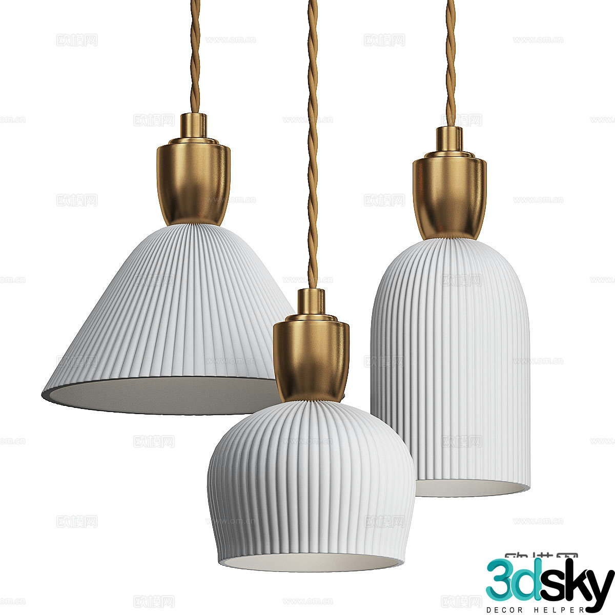 Modern light luxury decorative hanging line light 3d model