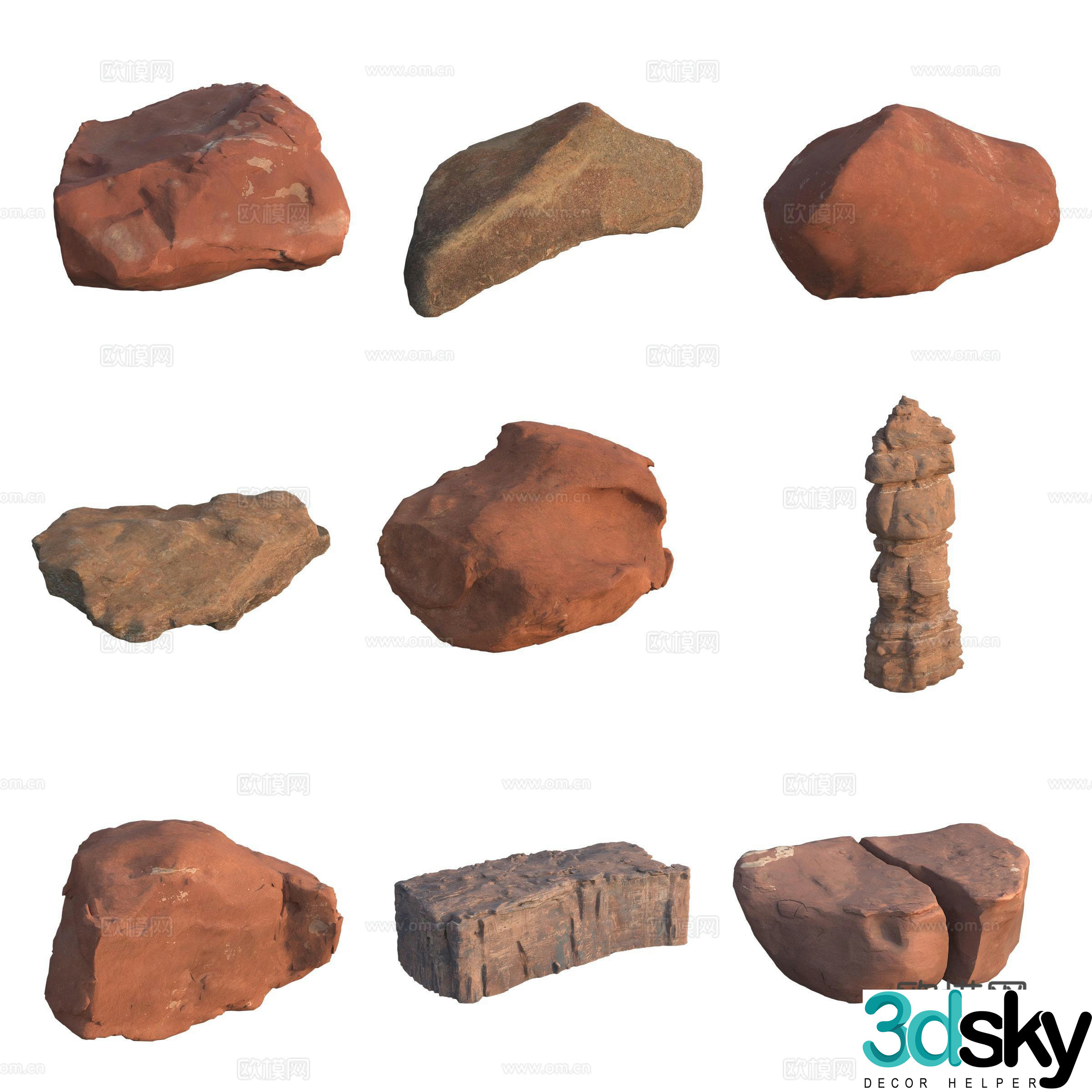 Sandstone stone pile big stone big stone 3d model