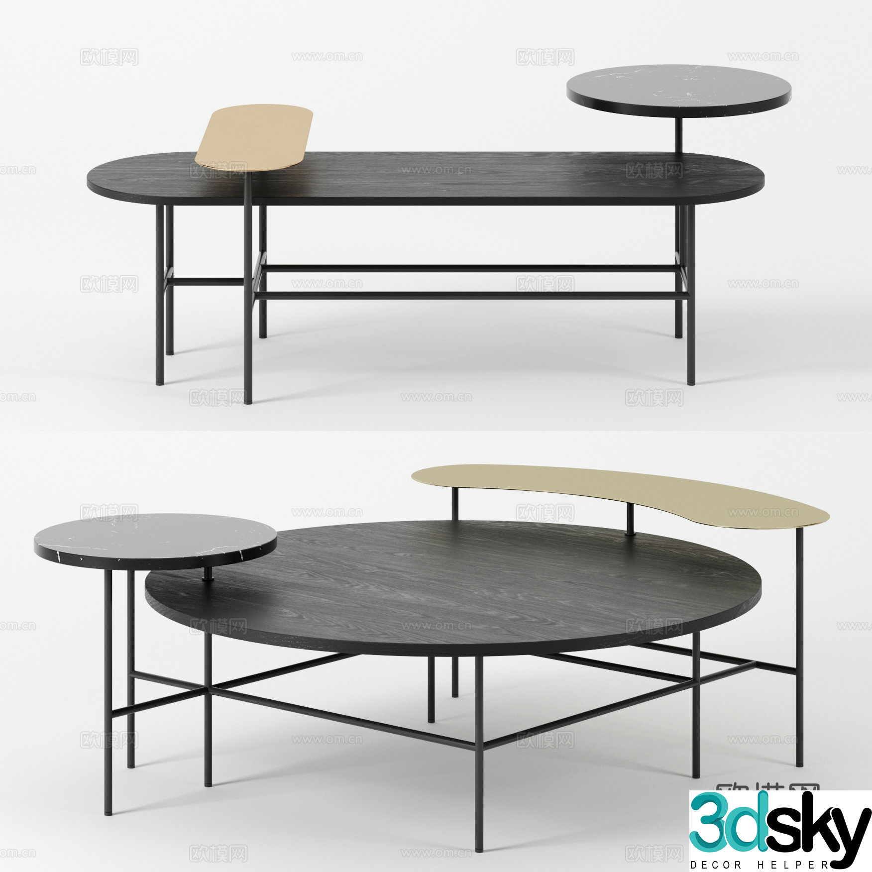Coffee table Coffee table combination round table 3D model