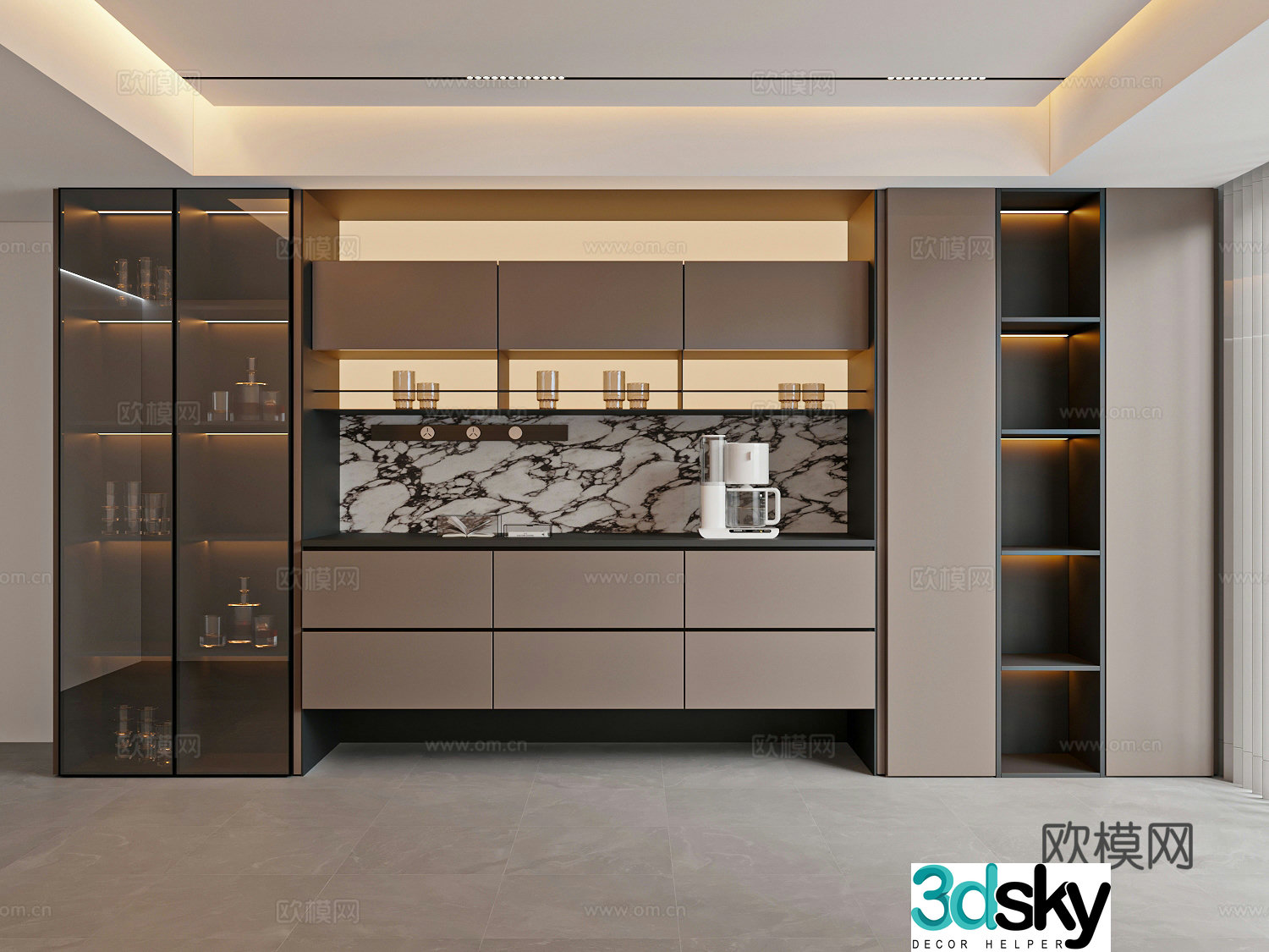 Modern Italian wine cabinet sideboard tea cabinet 3d model
