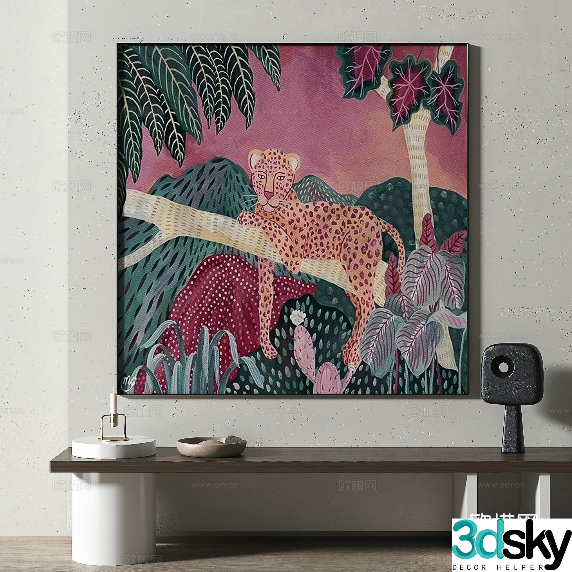 Modern retro medieval abstract decorative painting 3d model