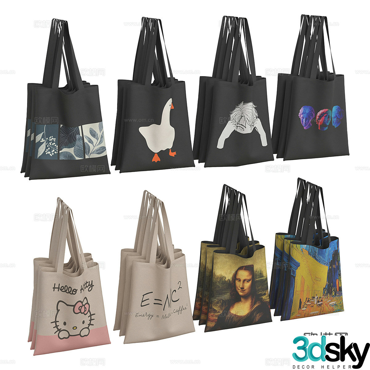 Shopping bag cloth bag packaging bag handbag 3d model
