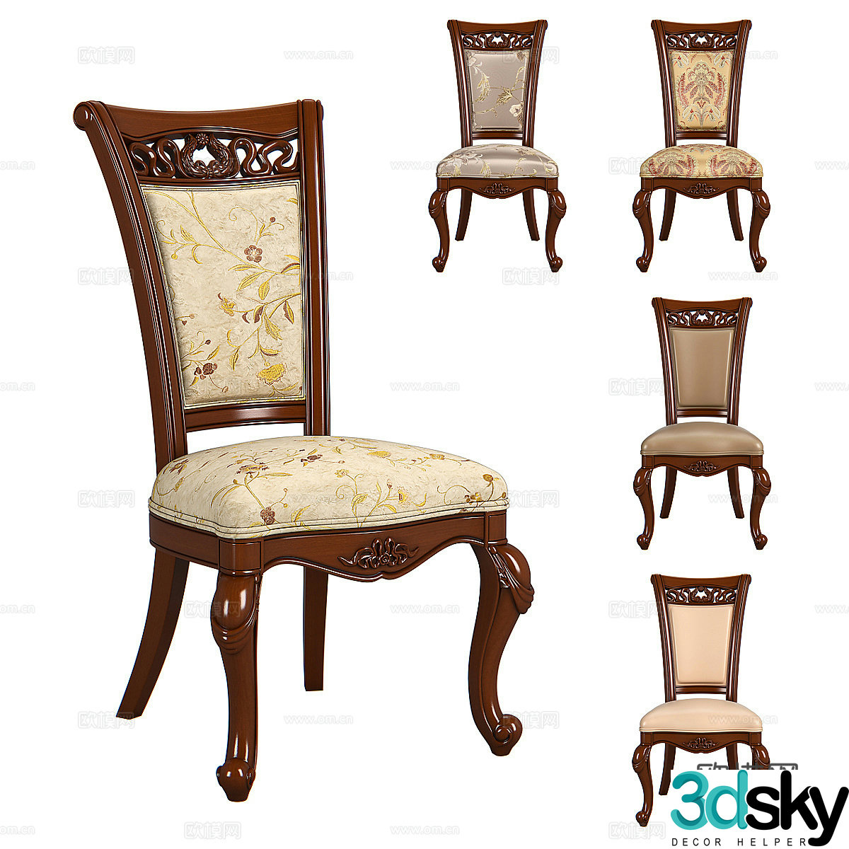 American retro single chair 3d model