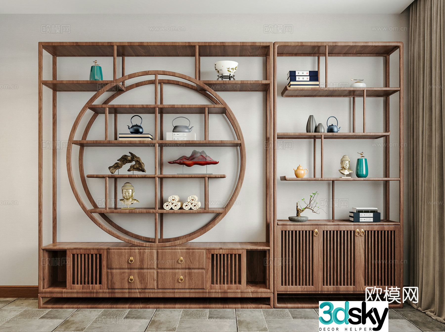 New Chinese style Chinese style antique shelf Ancient Shelf Ancient Shelf Storage Shelf Decoration Shelf Ornament Bookshelf Decoration 3D Model