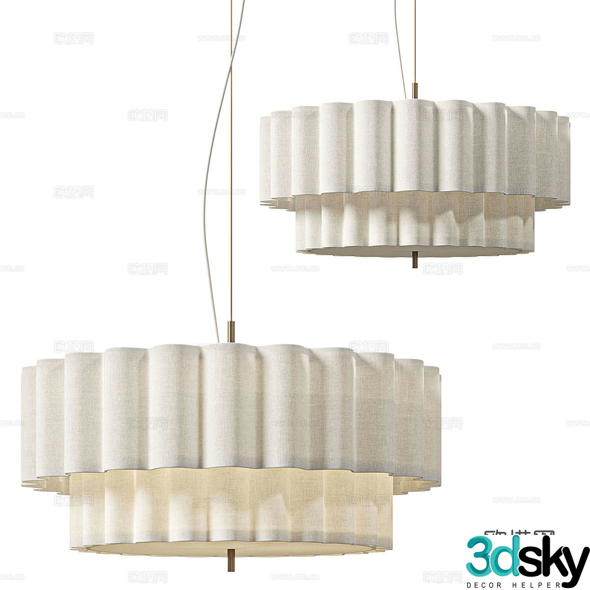 New Chinese Folia fabric chandelier 3D model