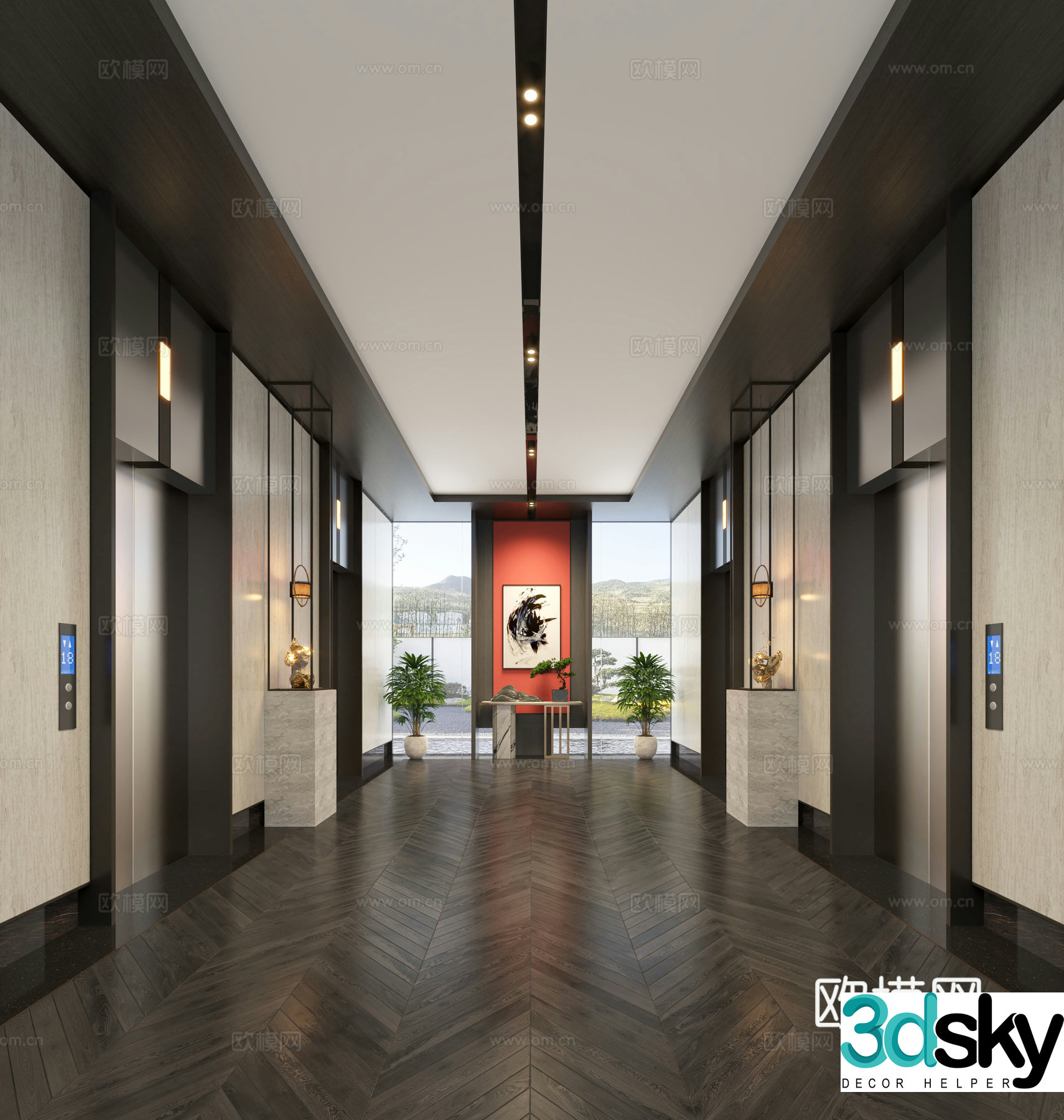 Modern hotel elevator hall club elevator hall elevator hall elevator hall aisle elevator elevator hall 3d model