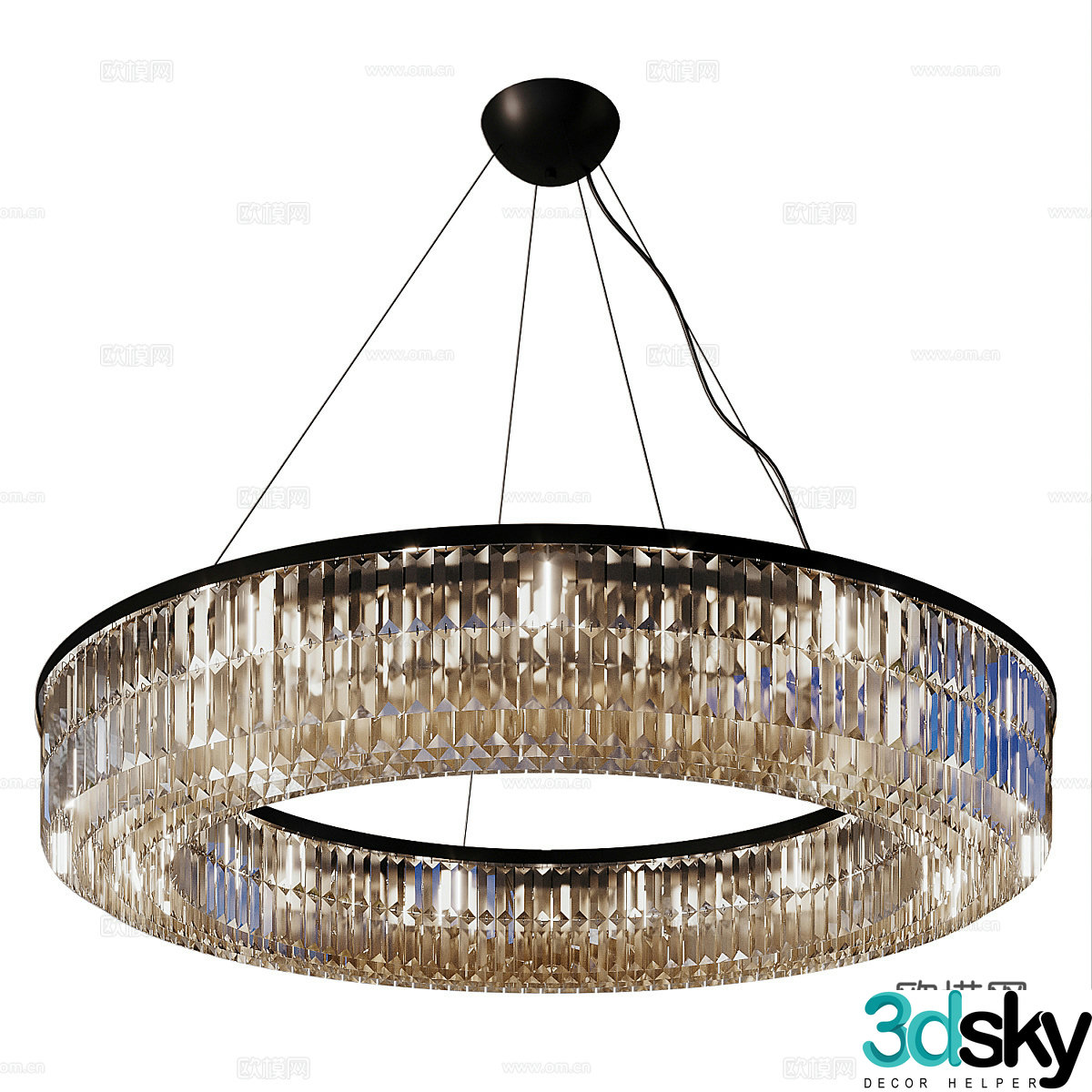 Modern light luxury round decorative chandeliers 3D model