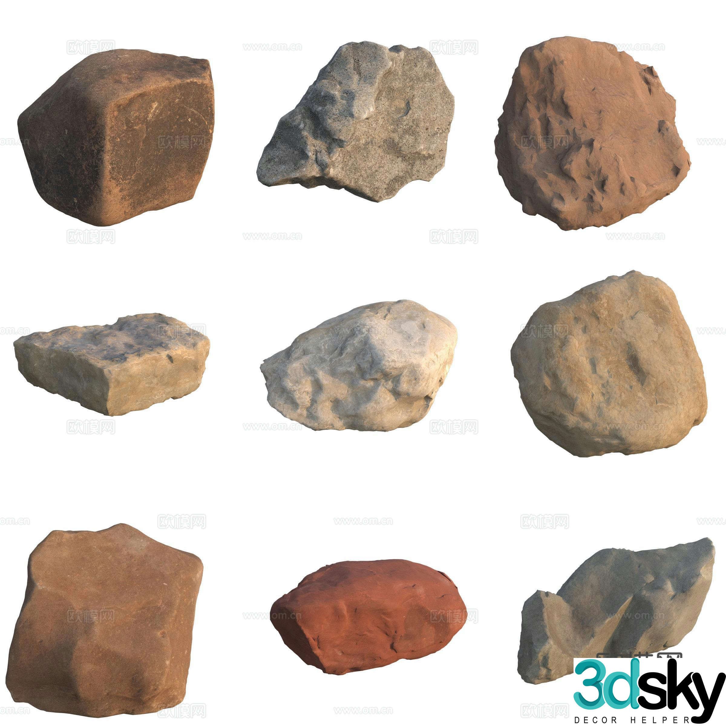 Sandstone stone pile big stone big stone 3d model
