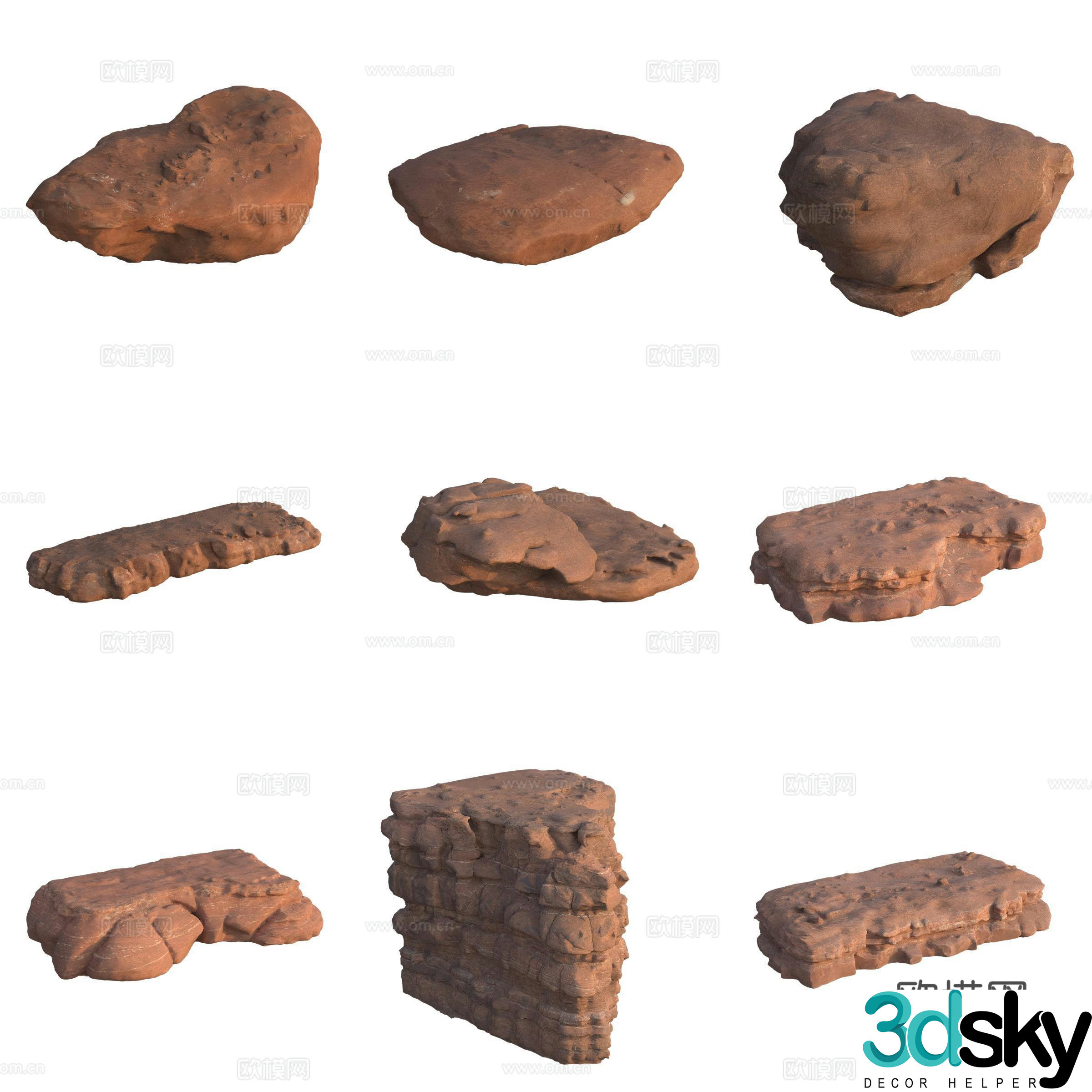 Sandstone stone pile stone wall huge stone large stone 3d model