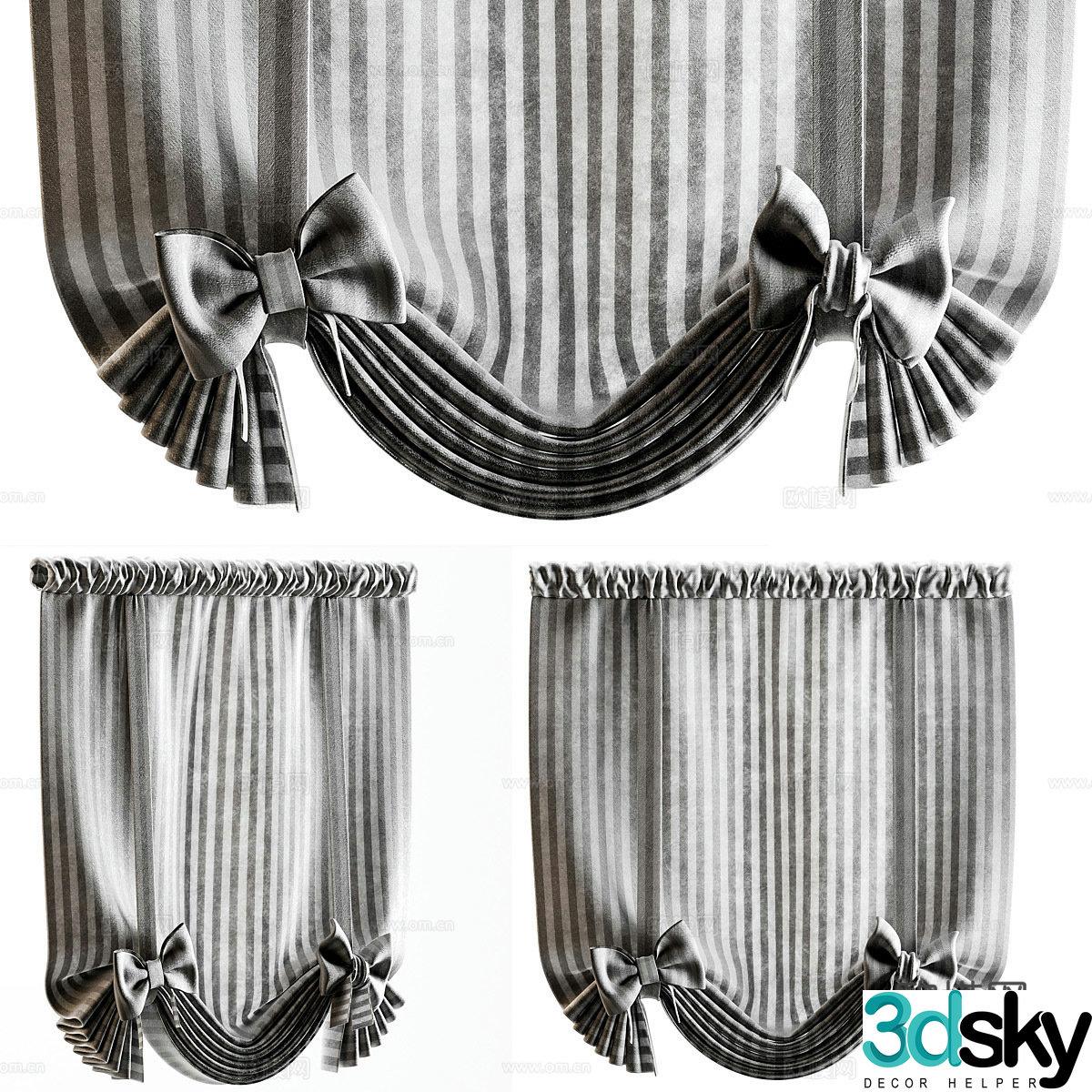 New Chinese Roman curtain 3D model