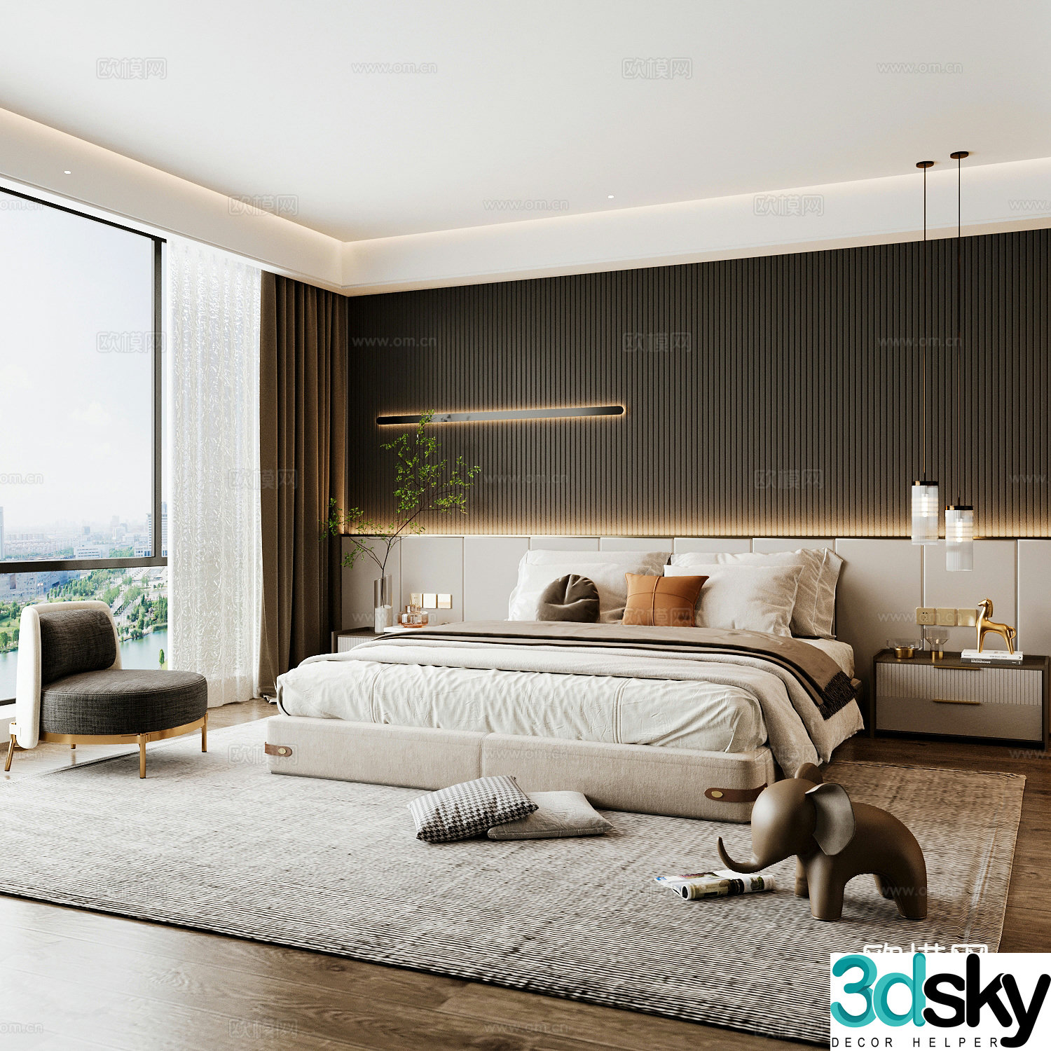 Modern home bedroom Modern bedroom Italian bedroom Simple bedroom Italian bed 3d model