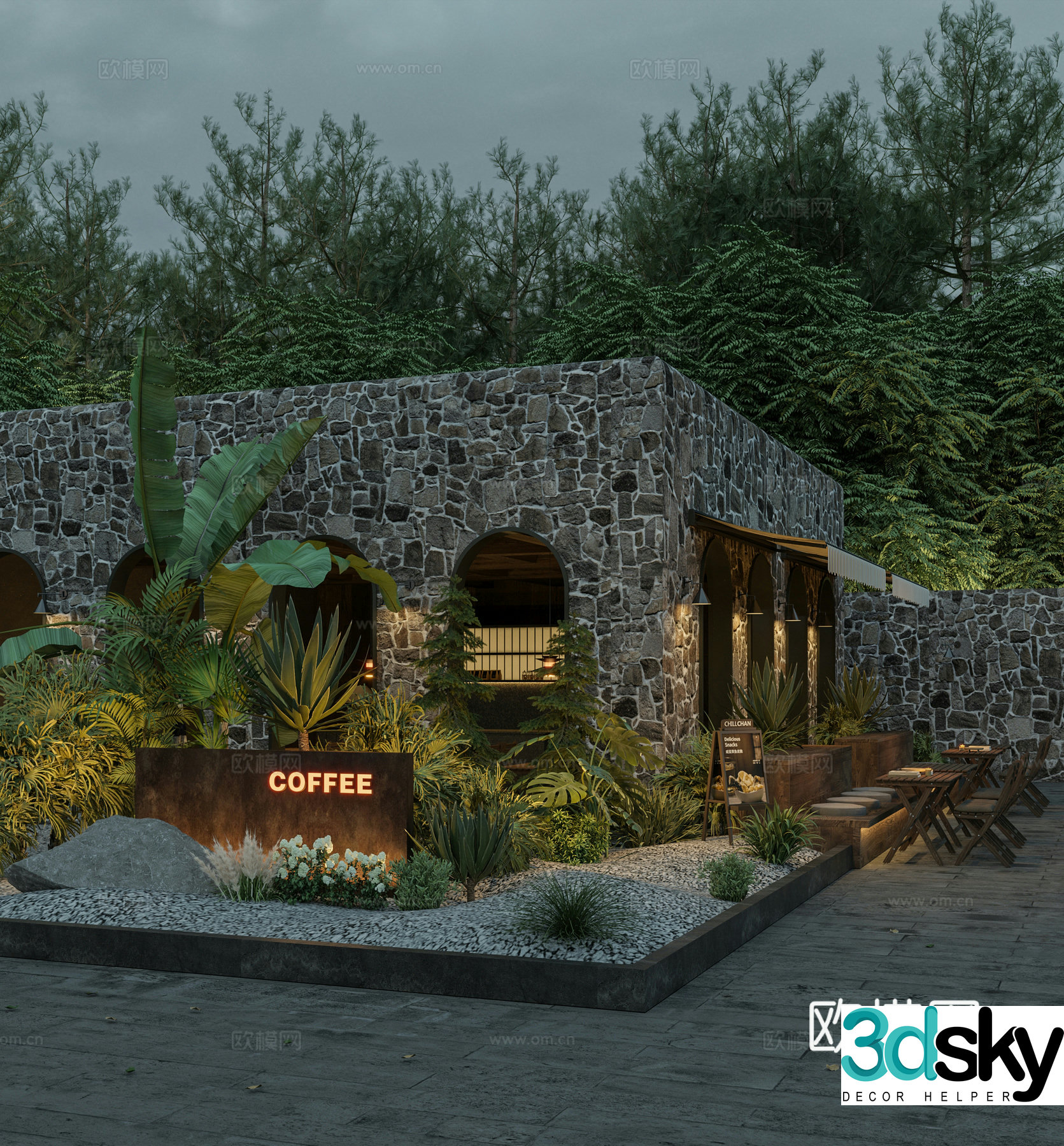 3D model of the door of the Wasabi Middle Style B&B Cafe