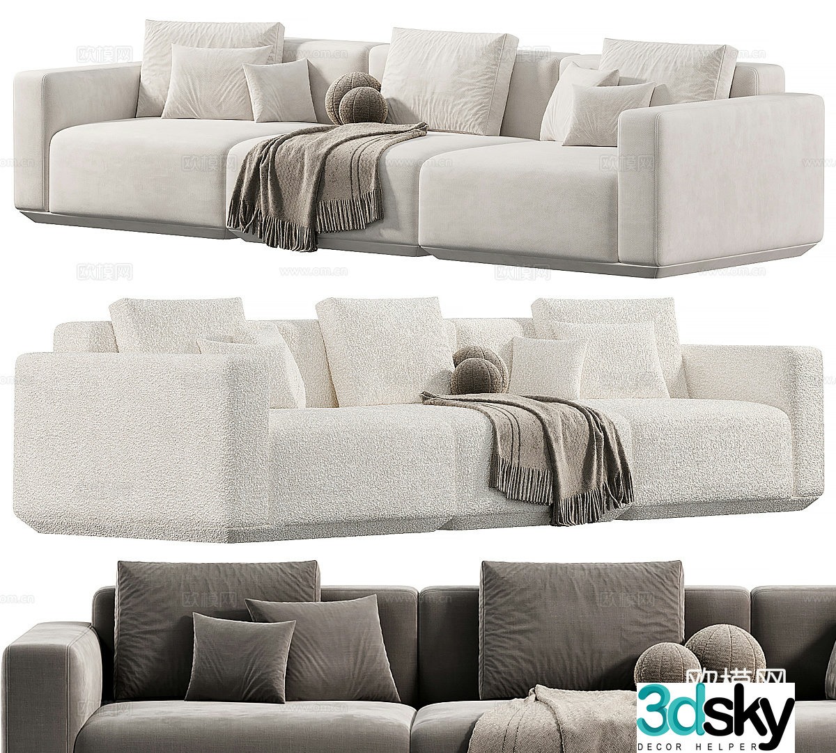 Sofa combination fabric sofa lamb velvet sofa casual sofa living room sofa casual sofa 3d model