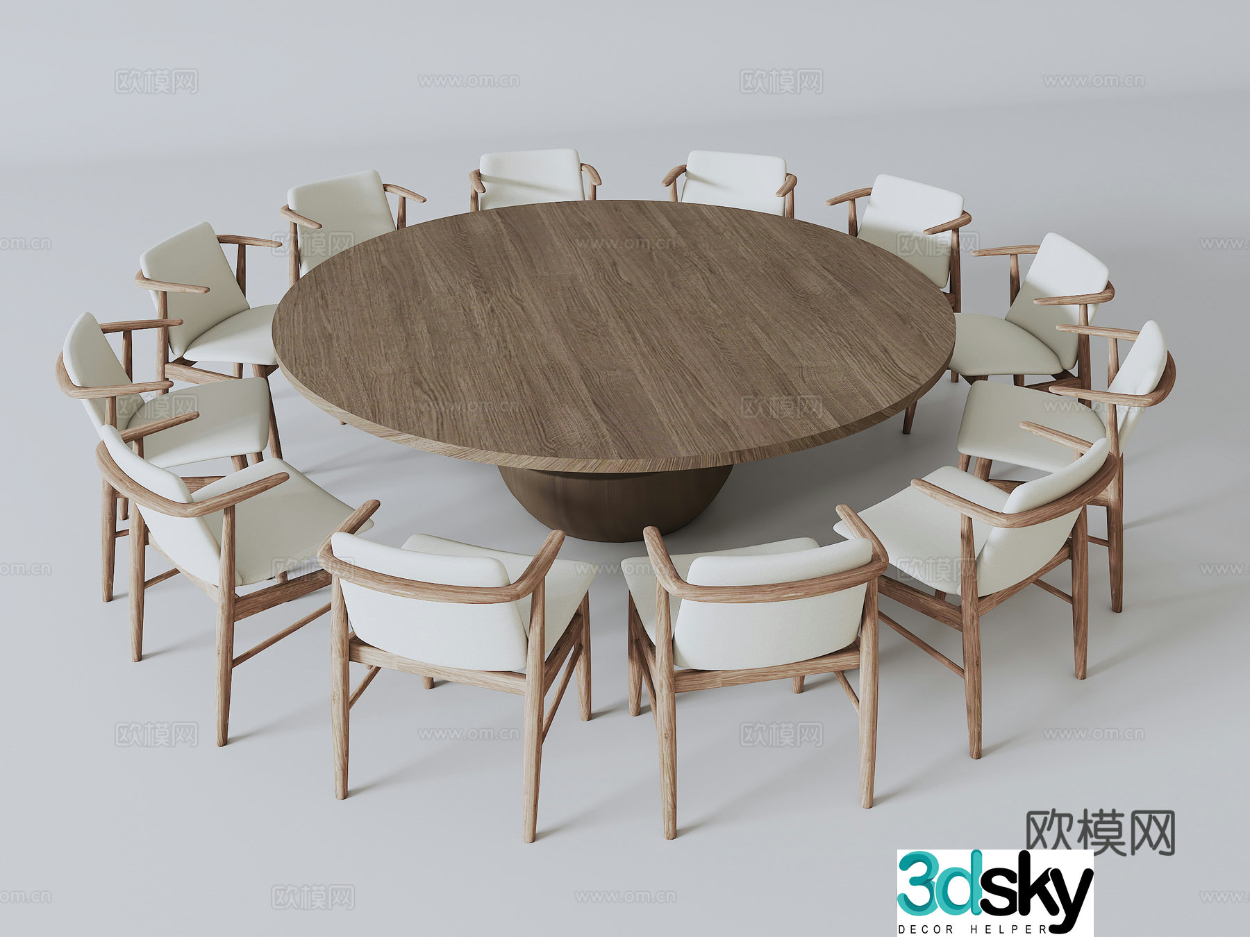 Solid wood original dining table 3D model