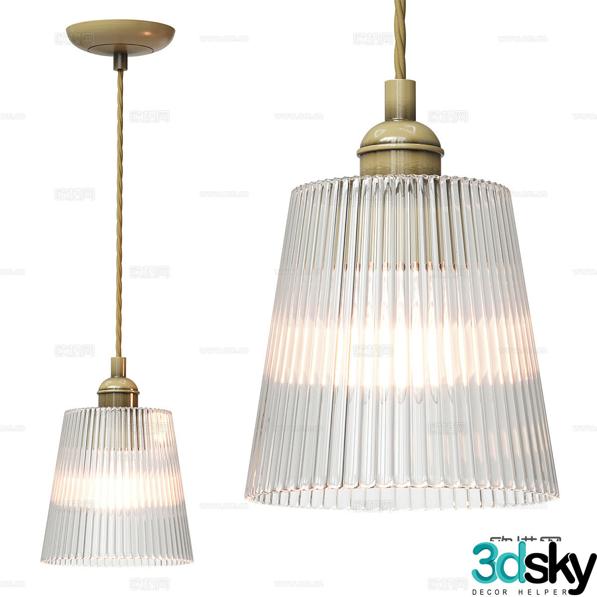 New Chinese style light luxury glass chandelier 3D model