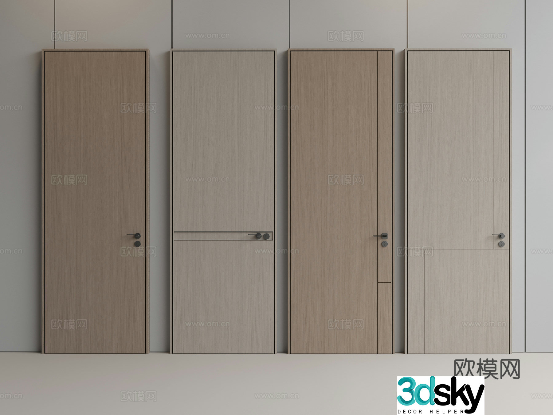Modern wooden door Single-open door Swing door Bedroom door Entrance door Minimalist door 3D model