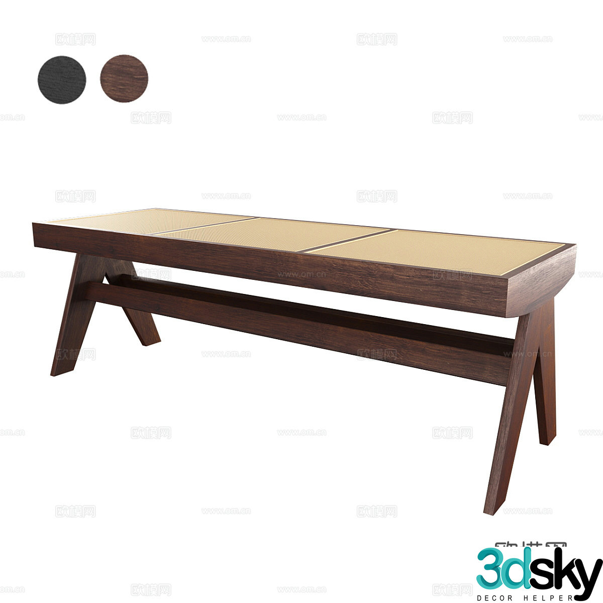 Wasabi-style sofa stool rattan sofa stool bamboo sofa stool courtyard sofa stool courtyard bench 3D model
