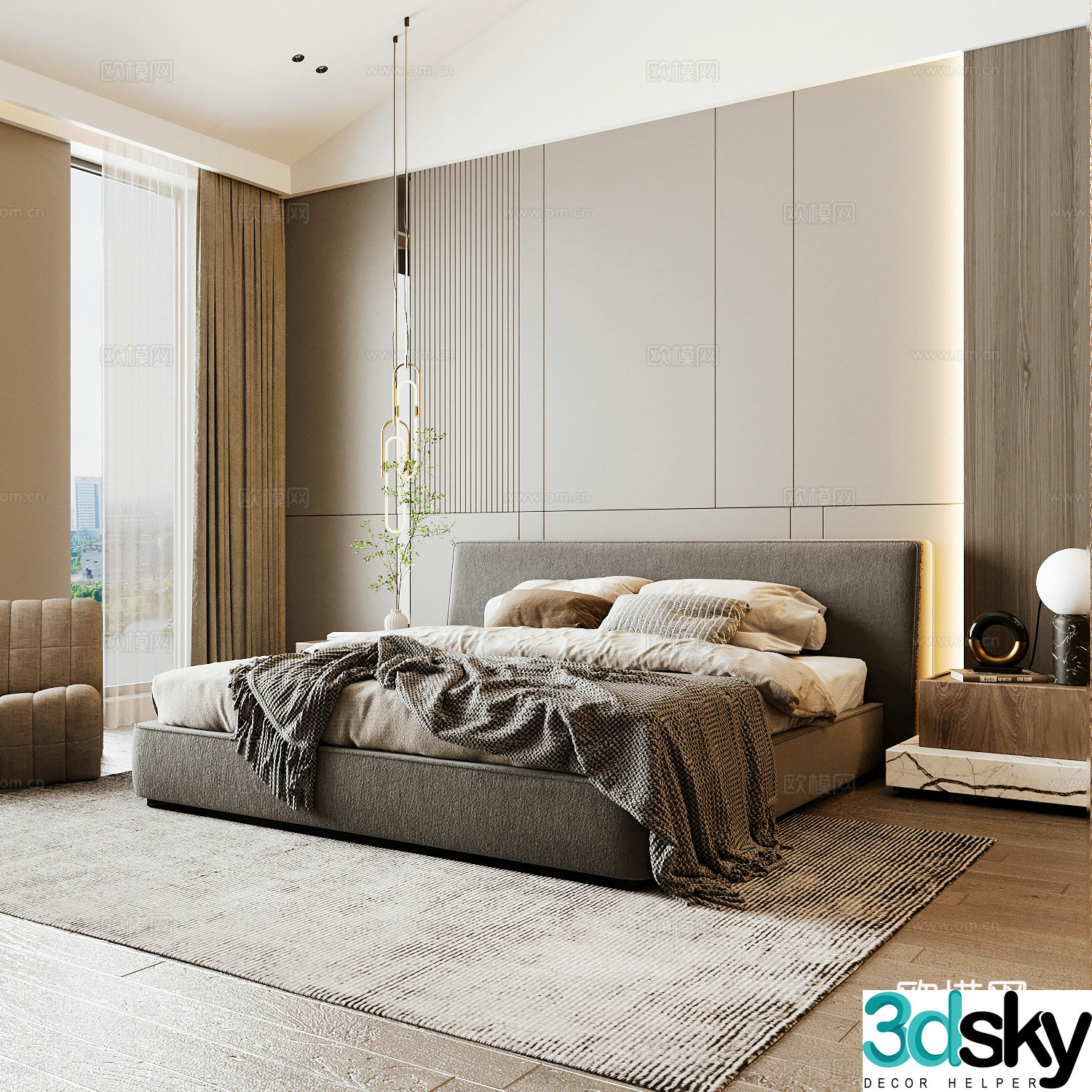 Modern home bedroom Modern bedroom Italian bedroom Simple bedroom Italian bed 3d model