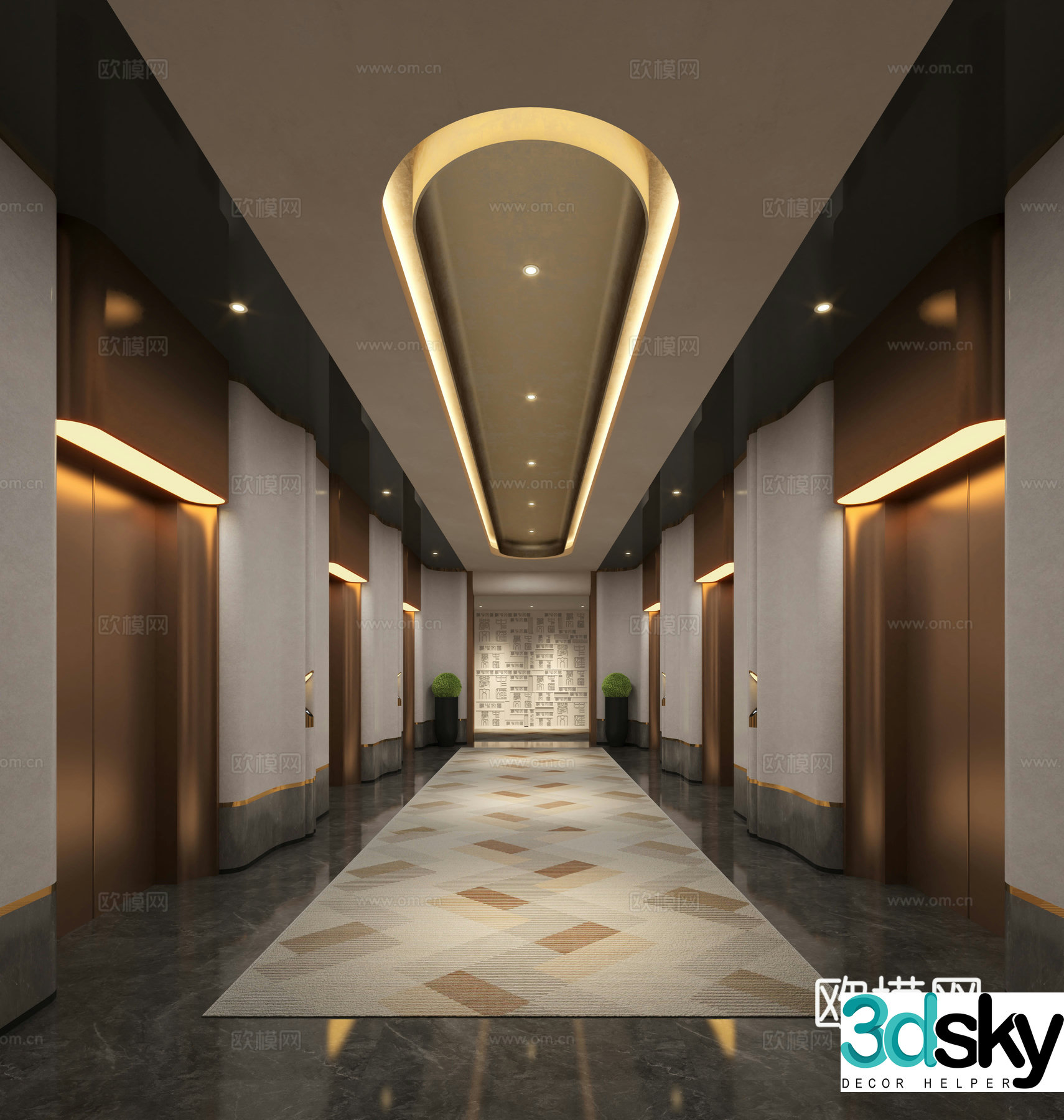 Modern hotel elevator hall club elevator hall elevator hall elevator hall aisle elevator elevator hall 3d model