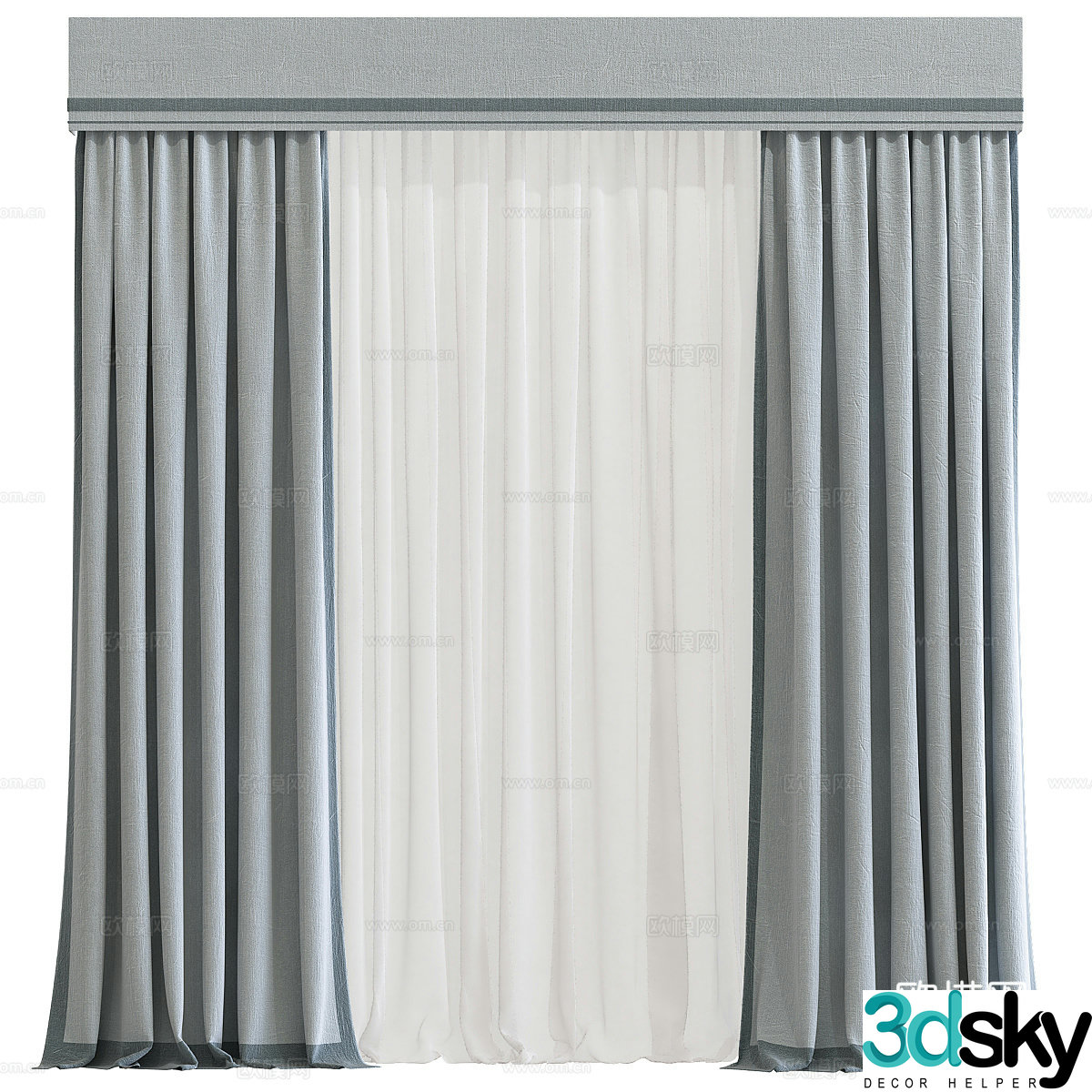 New Chinese style fabric curtain 3D model