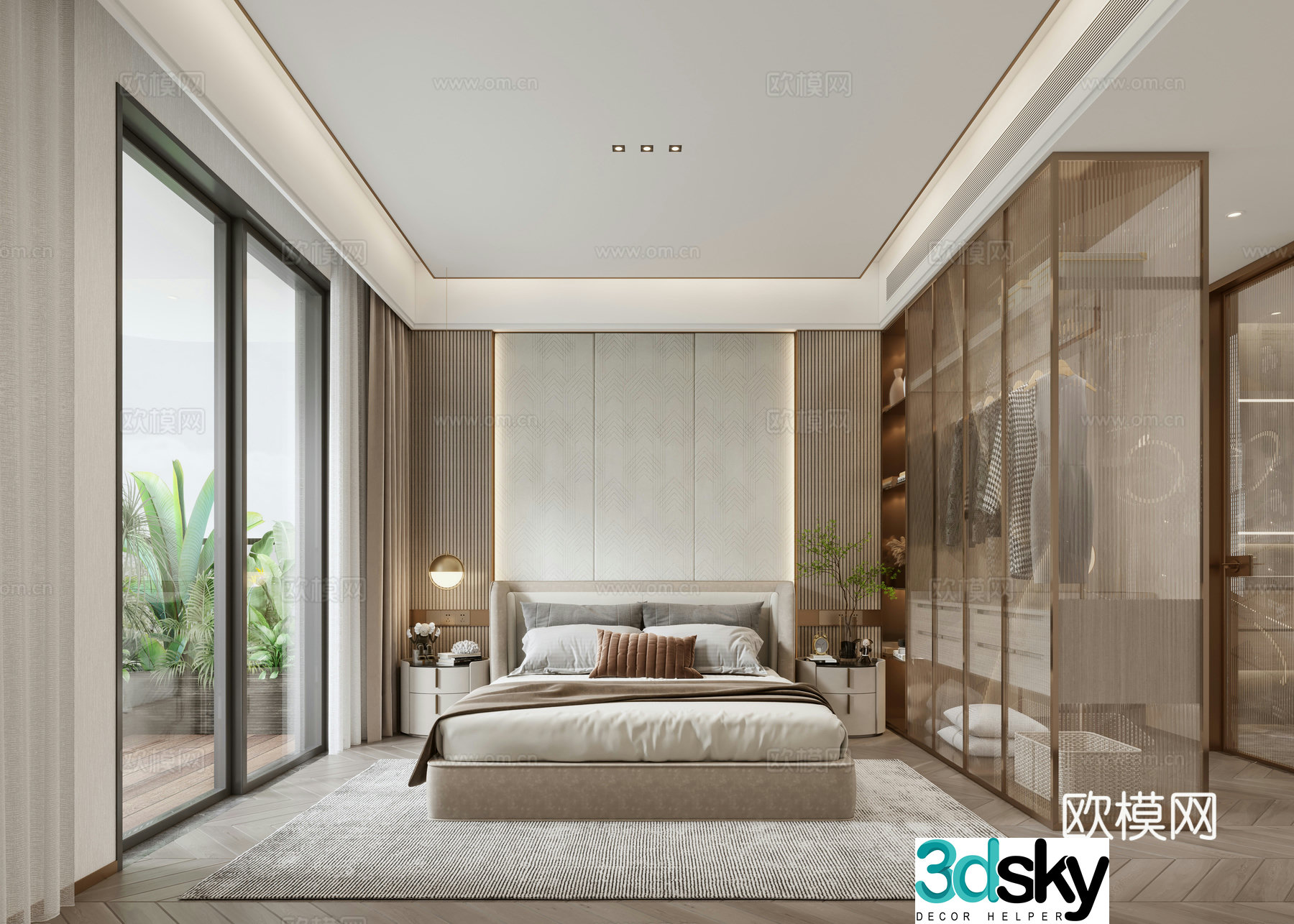 Light luxury bedroom 3D model