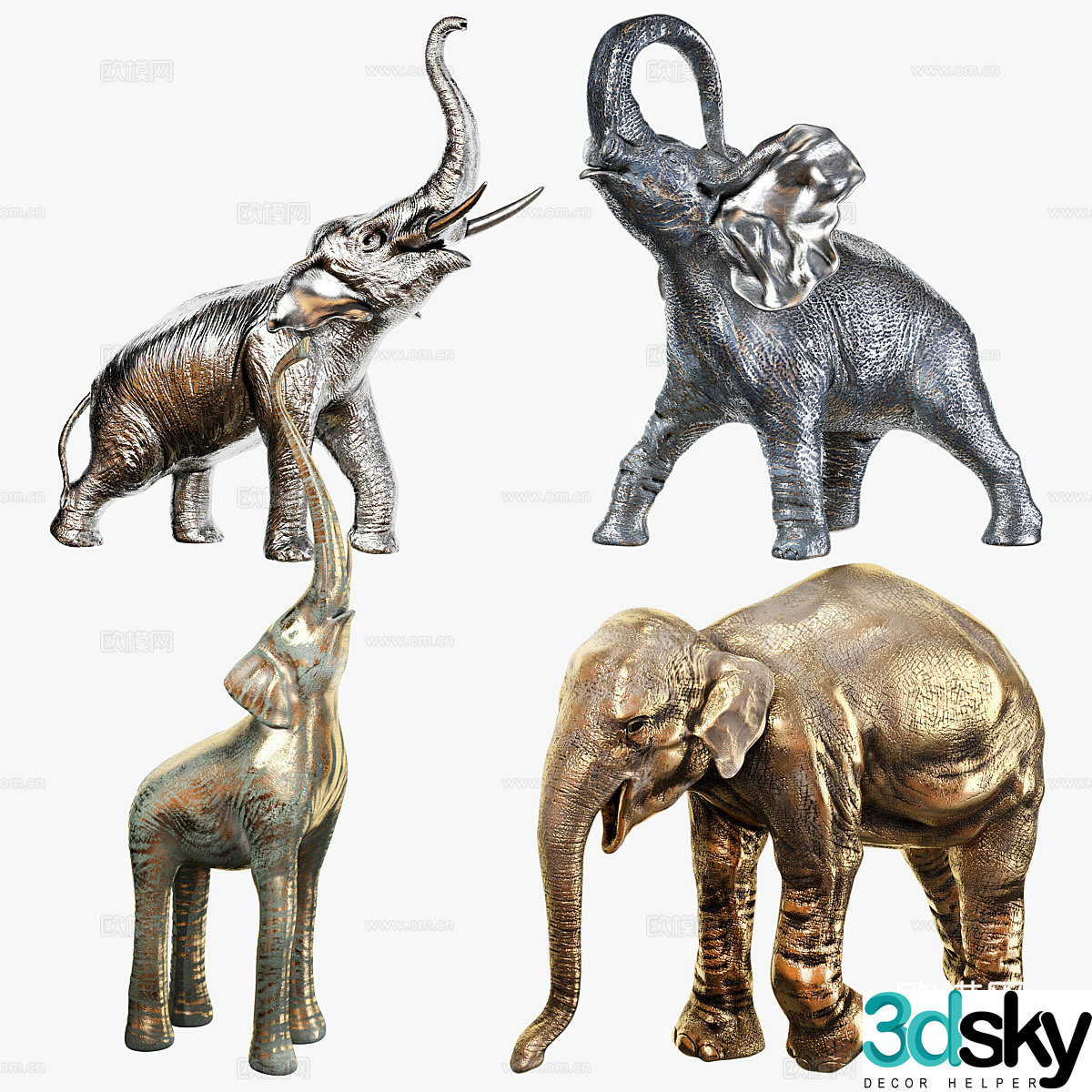 New Chinese style elephant sculpture ornament 3D model