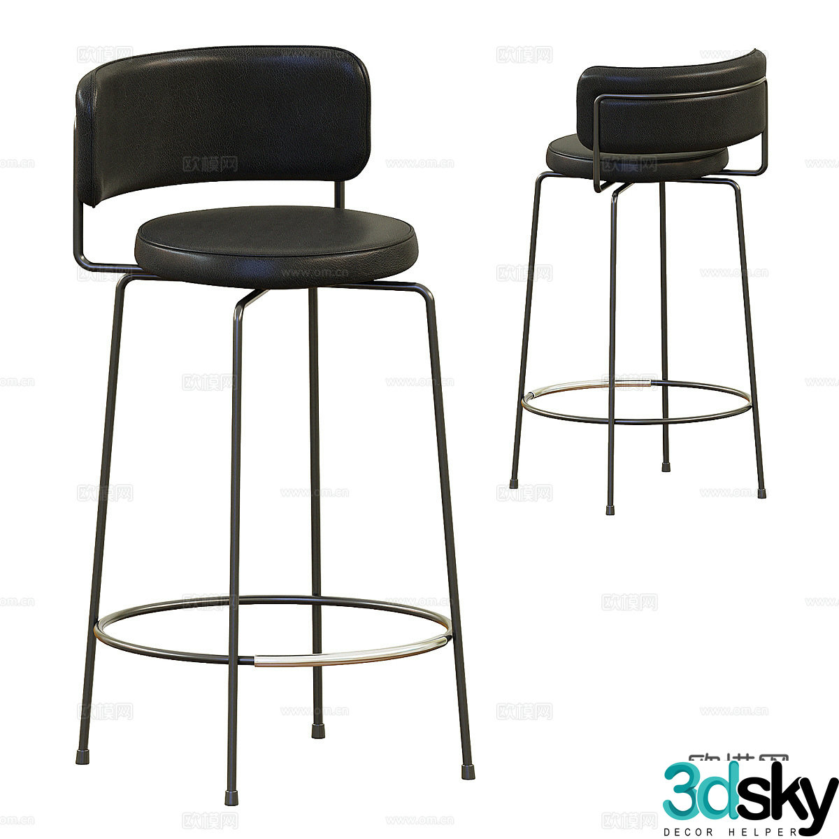 Light luxury bar chair leather bar chair leather bar chair simple bar chair minimalist bar chair casual bar chair 3d model