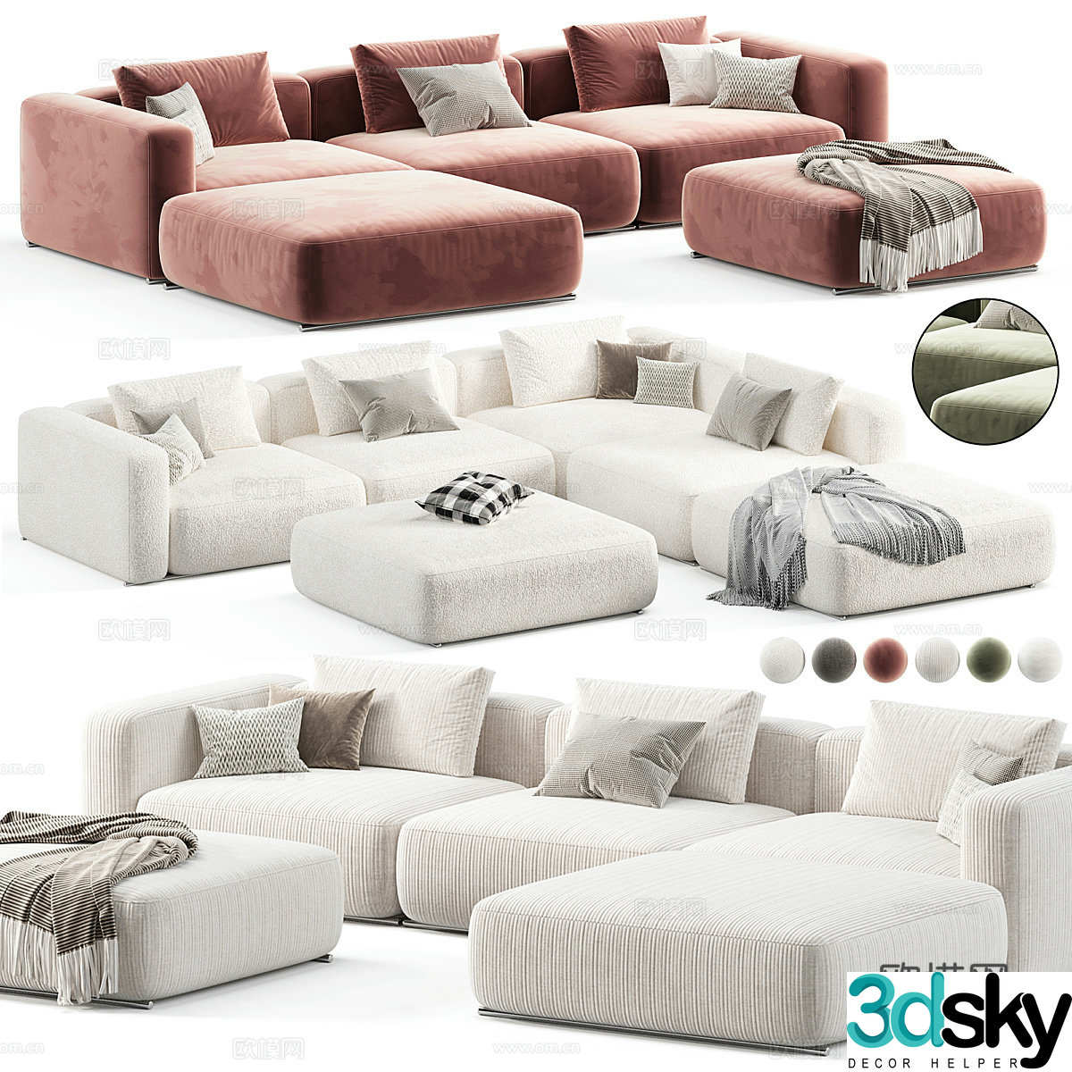 Modern Italian Poliform Shanghai Combination Sofa 3D Model