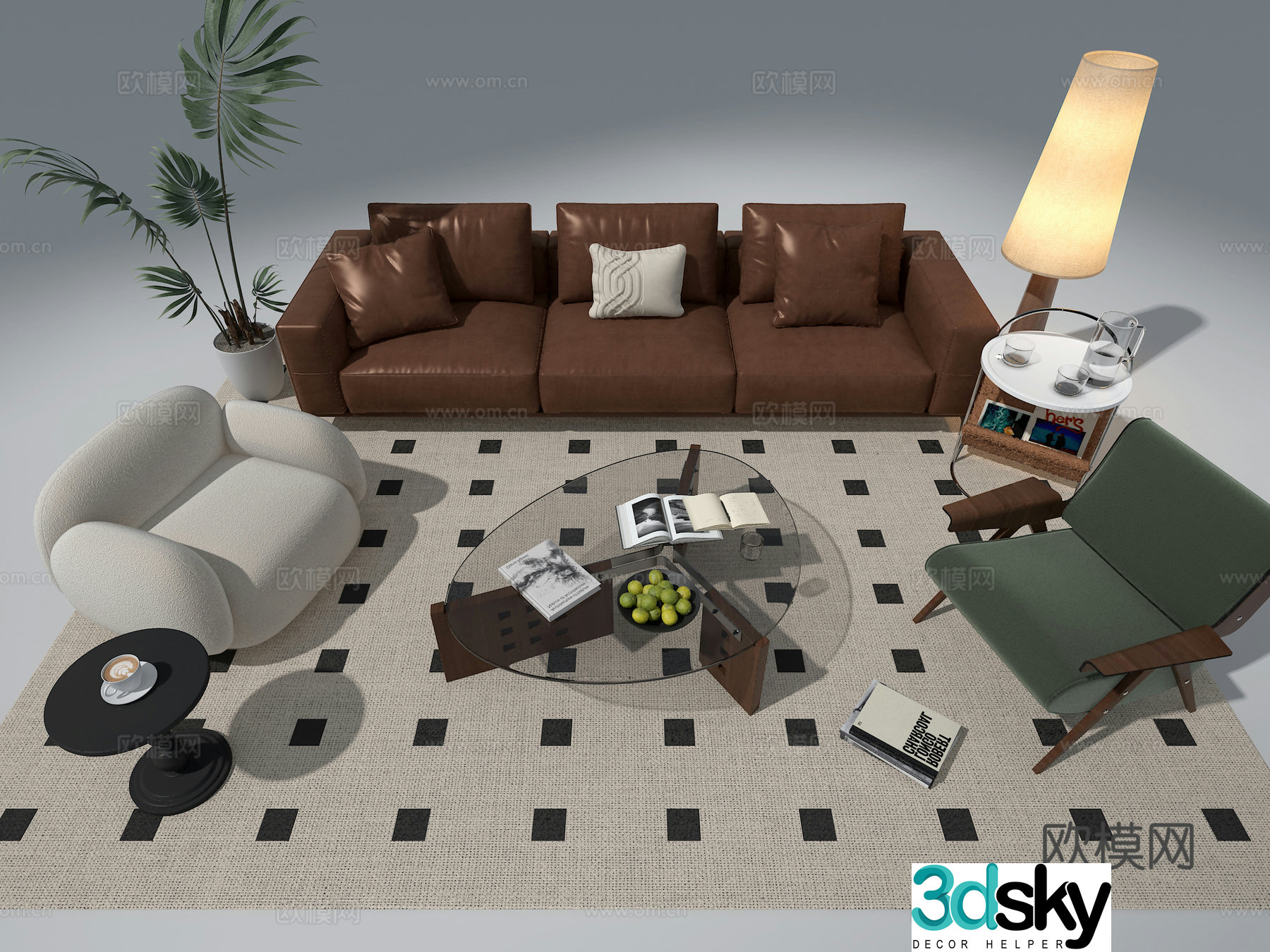 Sofa coffee table combination 3D model