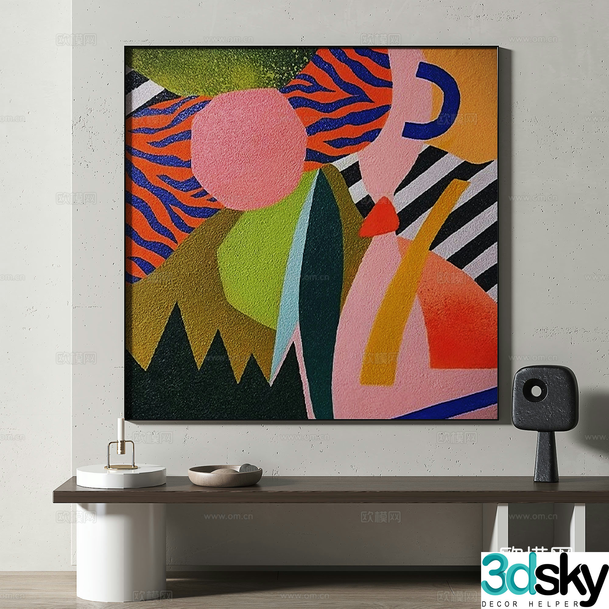 Modern retro medieval simple abstract decorative painting 3d model