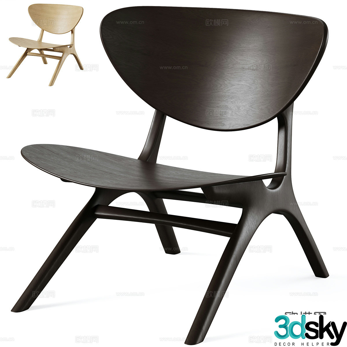 New Chinese Ethnicraft Eye leisure chair 3d model