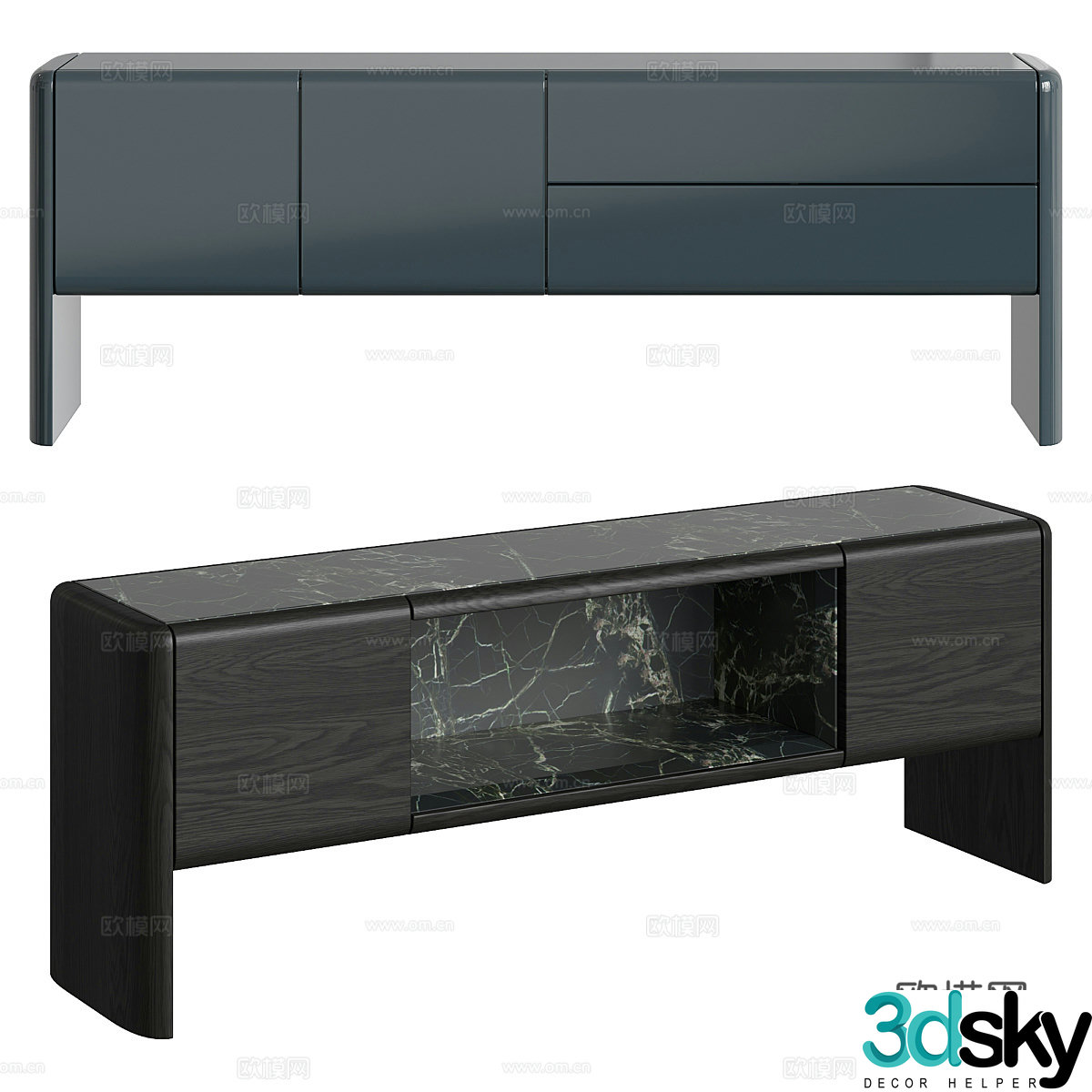 Modern Italian Poliform Duke chest of drawers TV cabinet 3d model