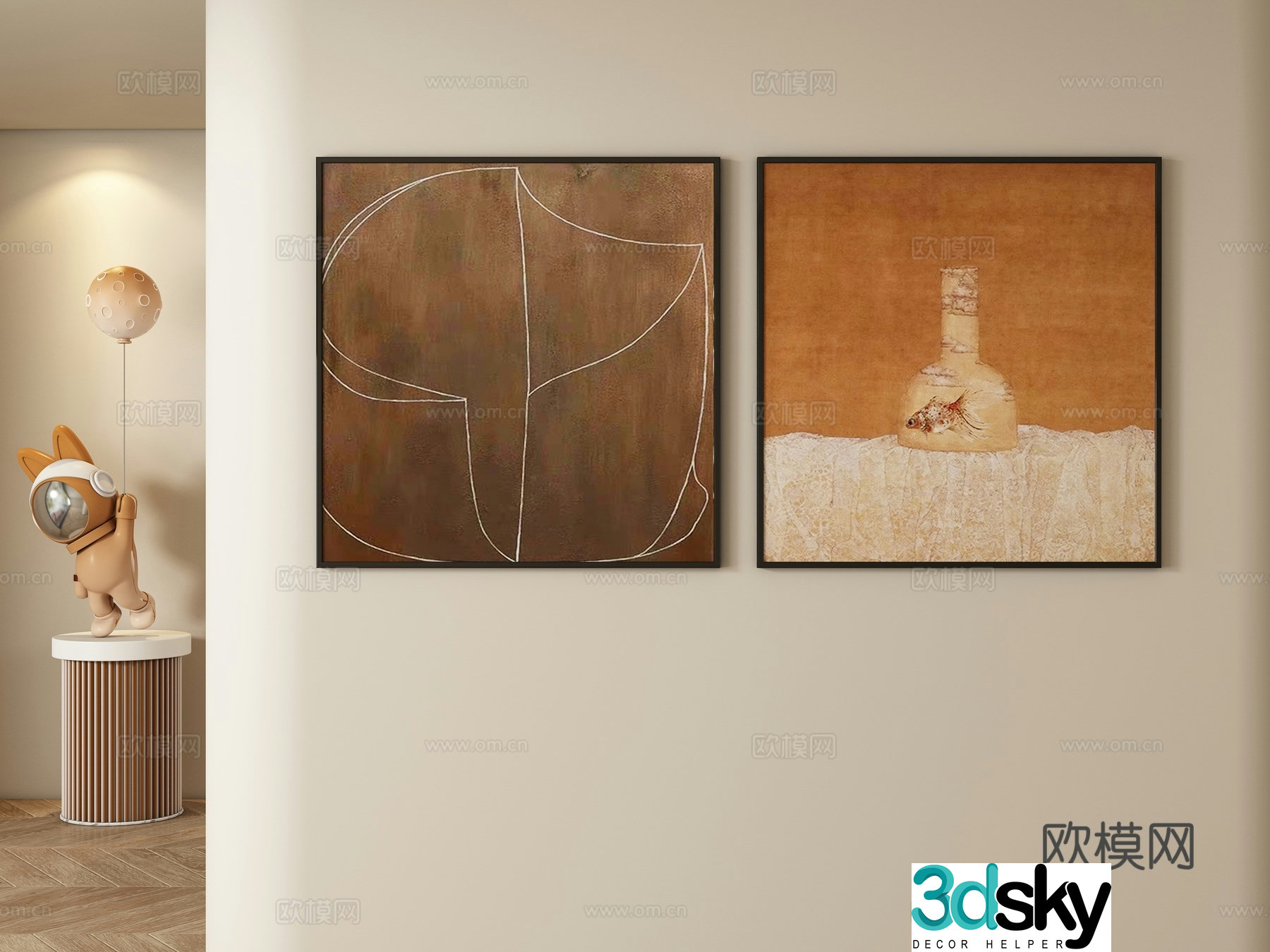Middle-aged decorative paintings hanging paintings 3D model