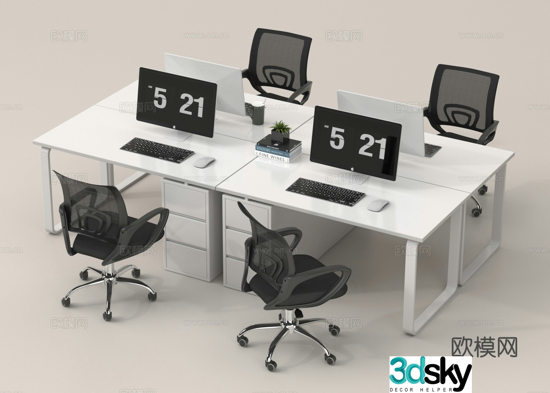 Office desk chair staff position workbench 3d model