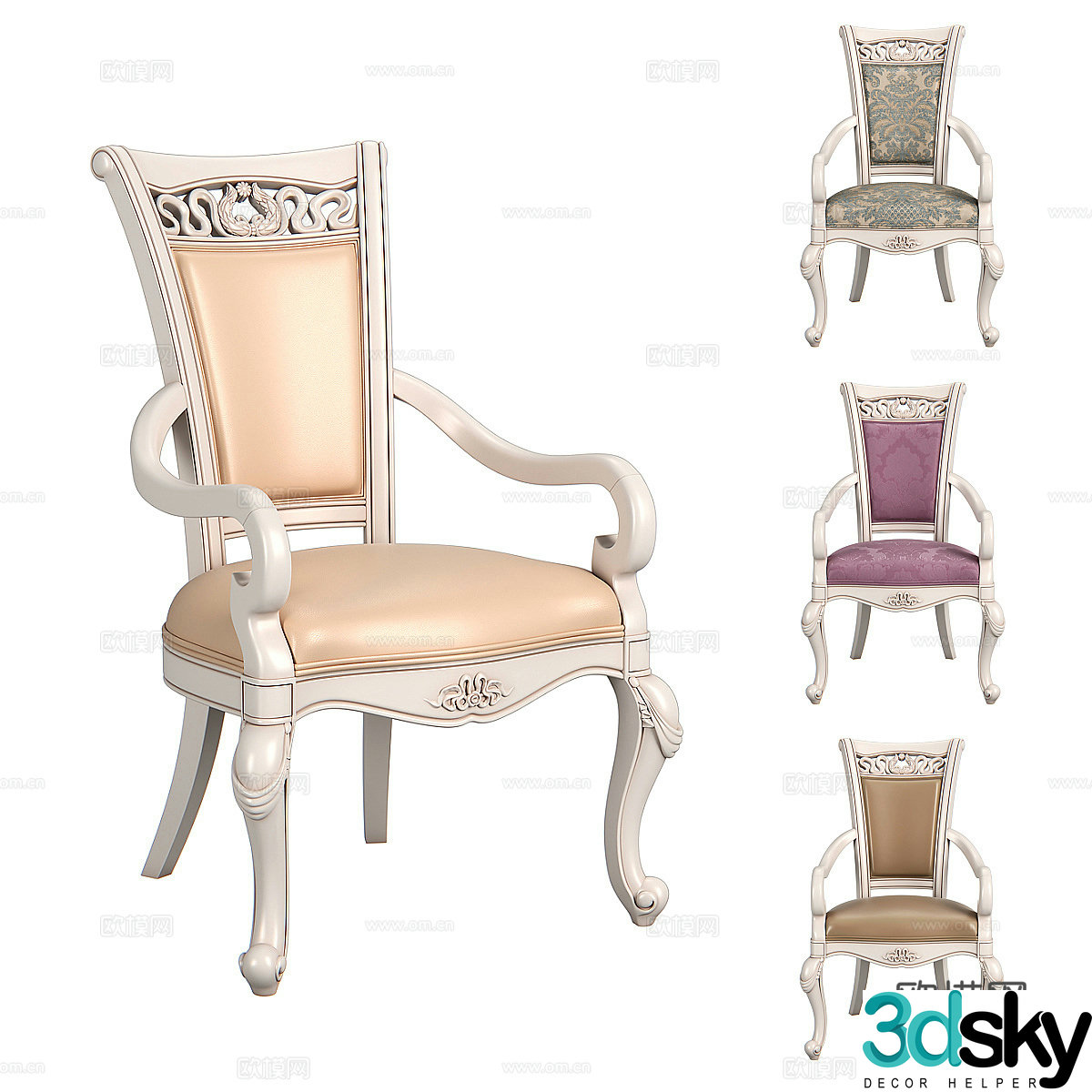 French American casual chair 3d model