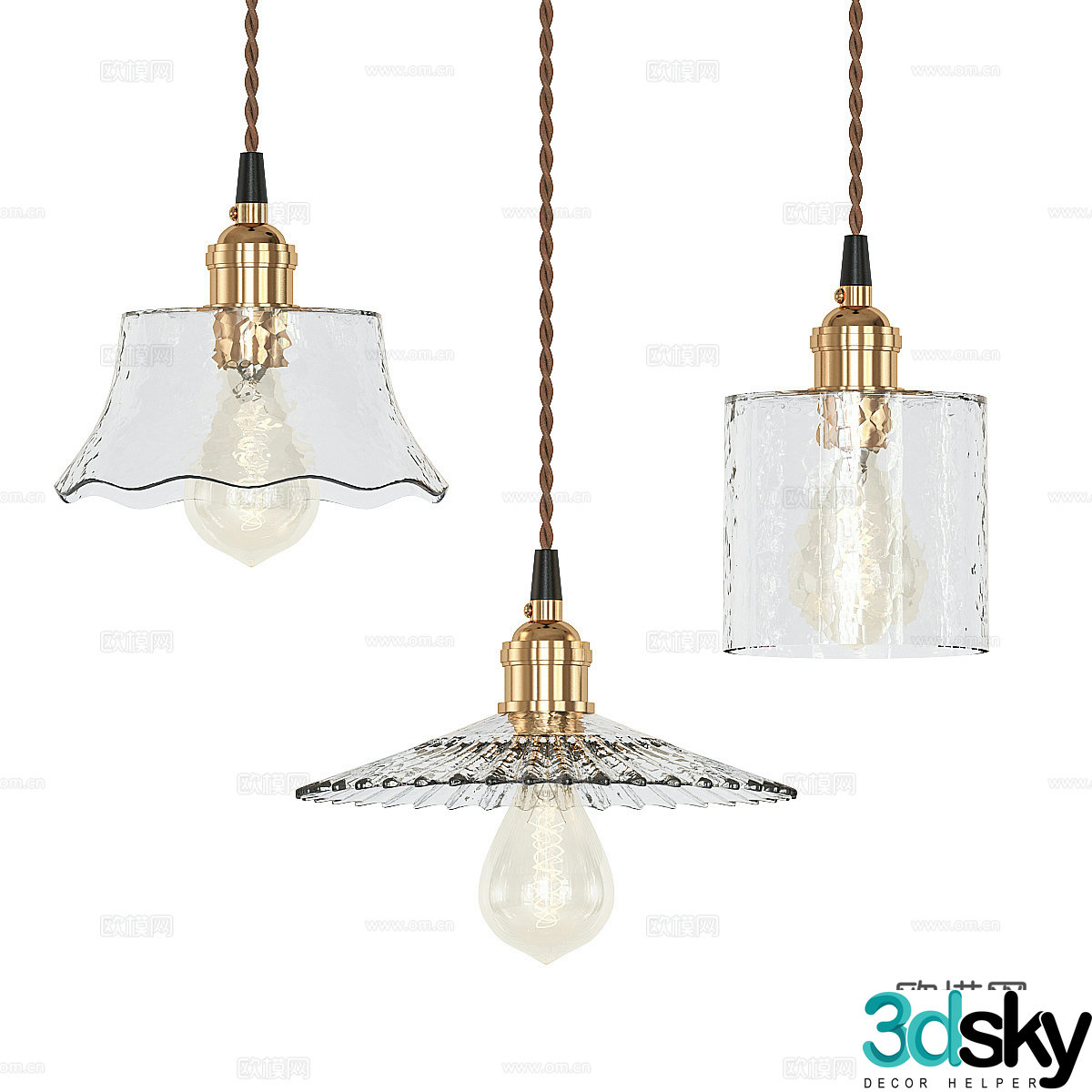 Modern light luxury decorative hanging line light 3d model