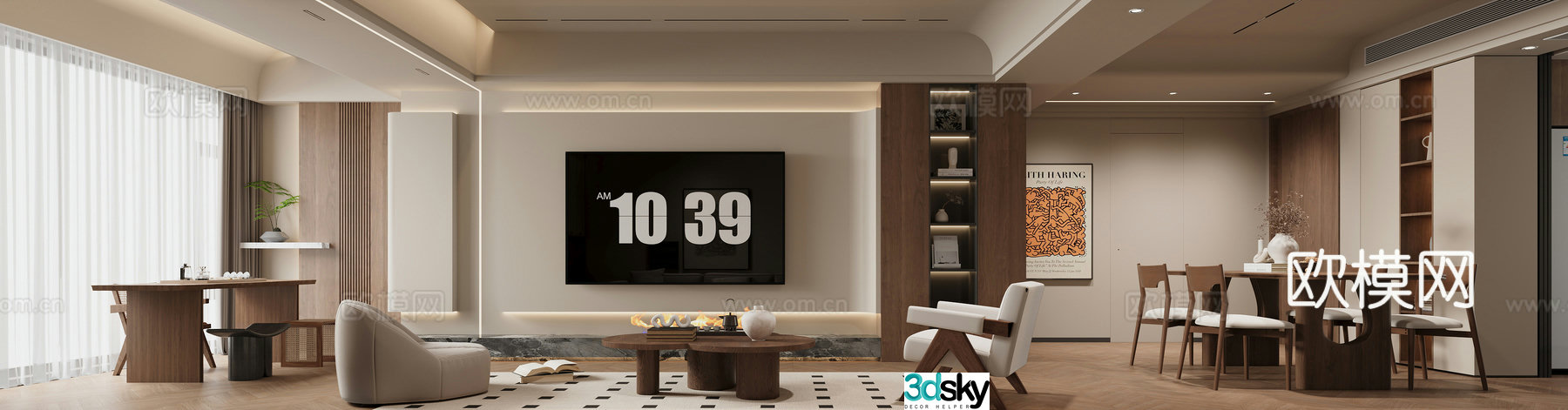3D model of medieval style living room restaurant