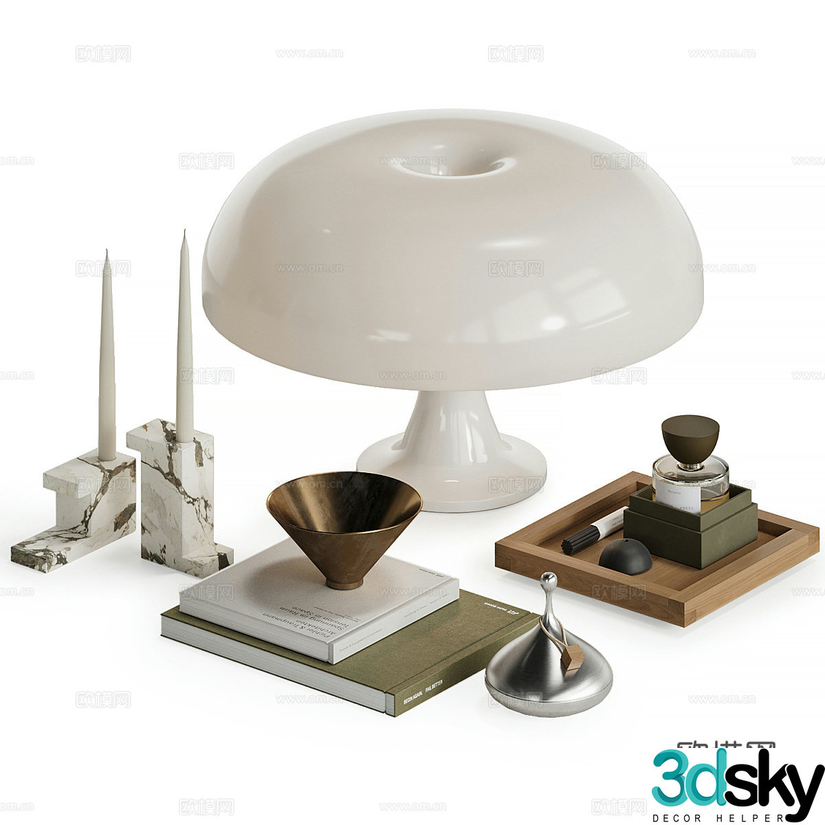 Decorative ornaments Ornaments Middle ornaments Mushroom desk lamp Book ornaments Decorative ornaments Min 3D model