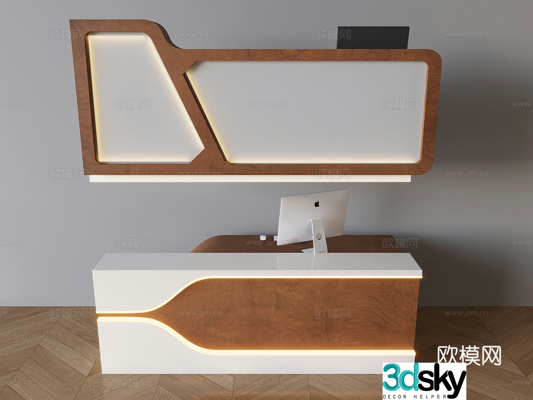 Middle style bar reception desk service desk company front desk Apple desktop computer 3D model