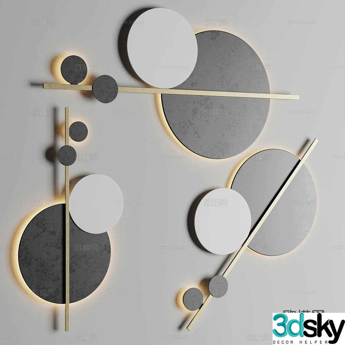 Wall lamp combination Simple wall lamp Chinese style wall lamp Decorative wall lamp Wall decoration wall lamp Special-shaped wall lamp 3D model