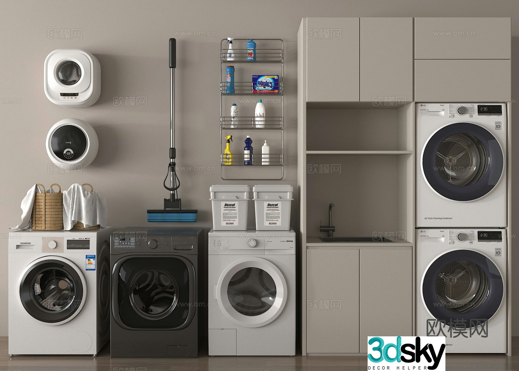 Washing machine Washing cabinet Drying machine Wall-mounted washing machine 3D model
